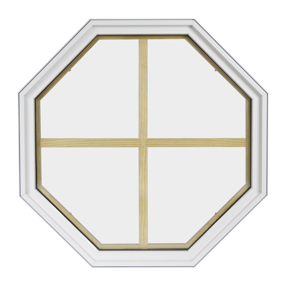 FrontLine Bldg. Products 2424OC44LIGWH 24-in x 24-in White Octagon Accent Window with Grids