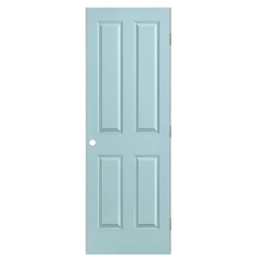 Masonite 1316519 24-in x 80-in Sea Mist Solid core 4 panel square Left hand Smooth Prefinished Molded composite Flat Jamb Single Prehung Interior Door