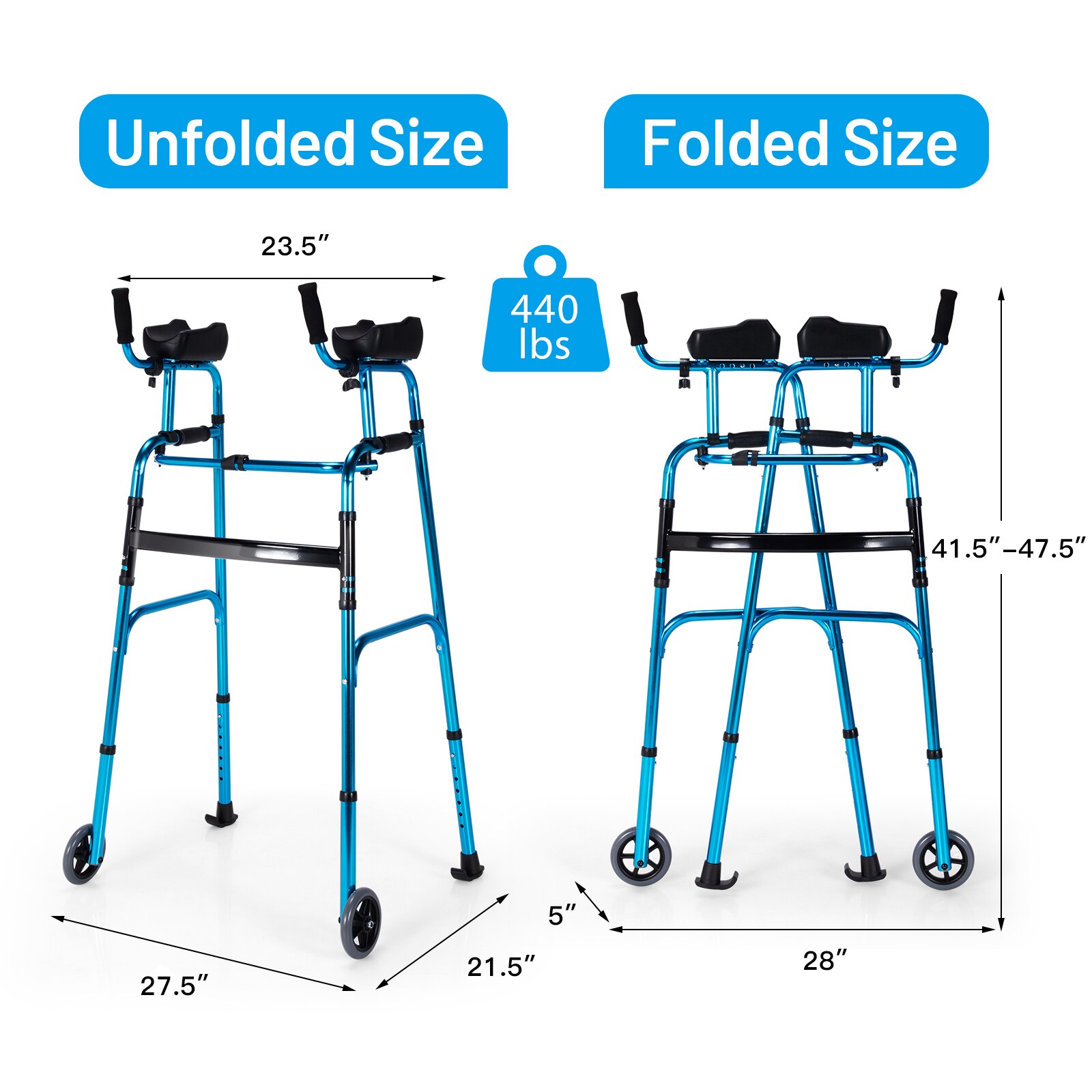 Slickblue D-CO-YN50001DT Walkers-Wheelchairs-Rollators - Thumbnail View #3
