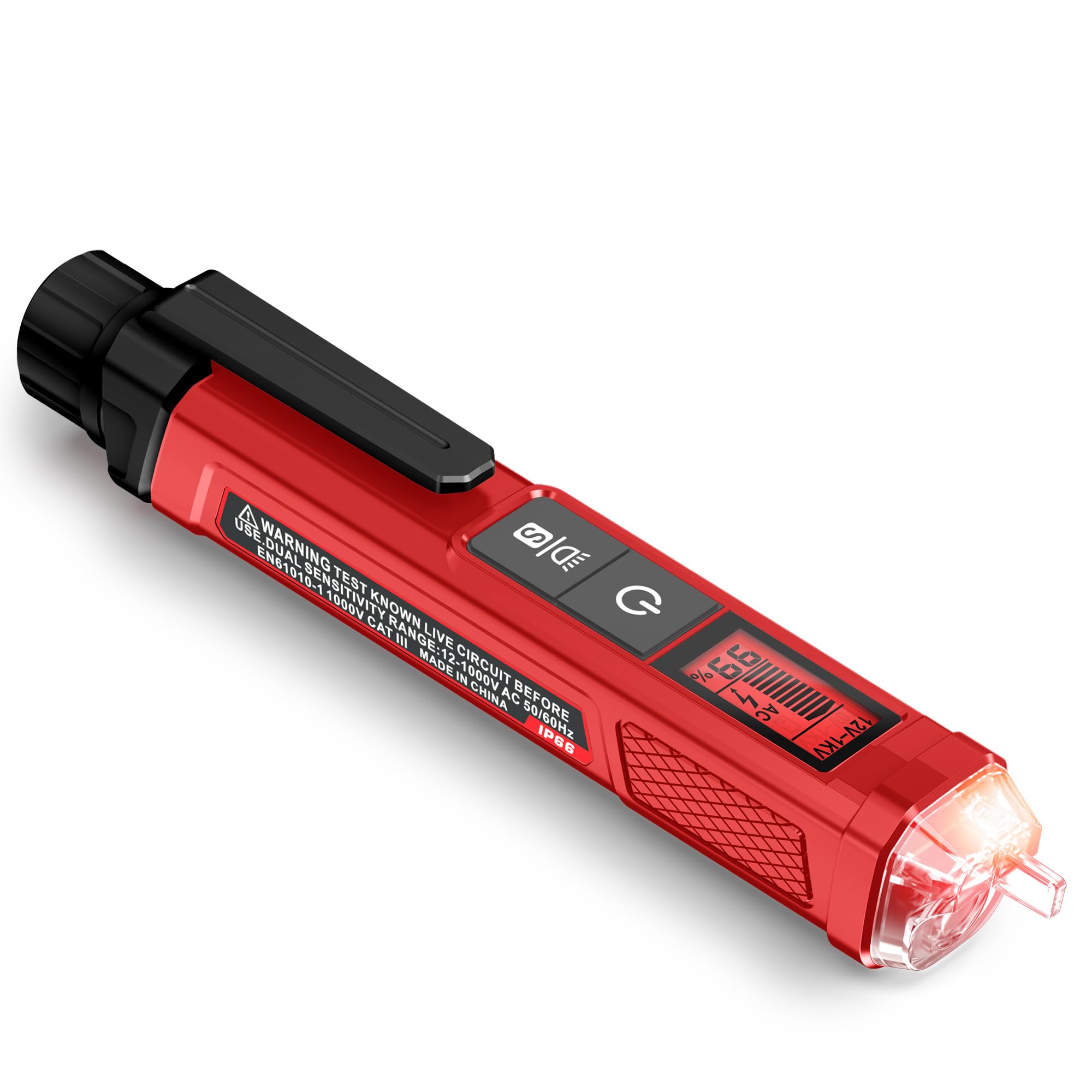 Aoibox  Non Contact AC Voltage Tester Pen with LCD Signal Percentage Display Dual Range 12 1000V Live Neutral
