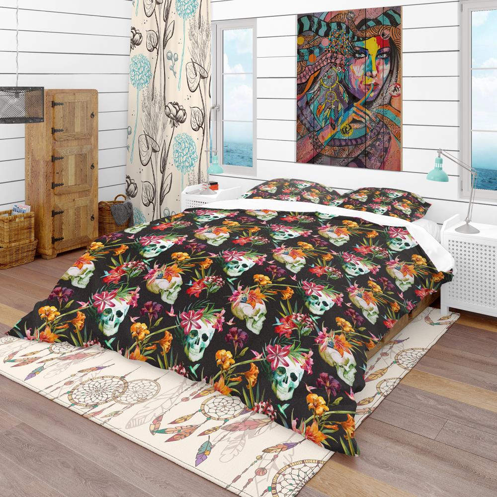Designart BED18934-K N/AN/A 3 -Piece Black King Duvet cover Set