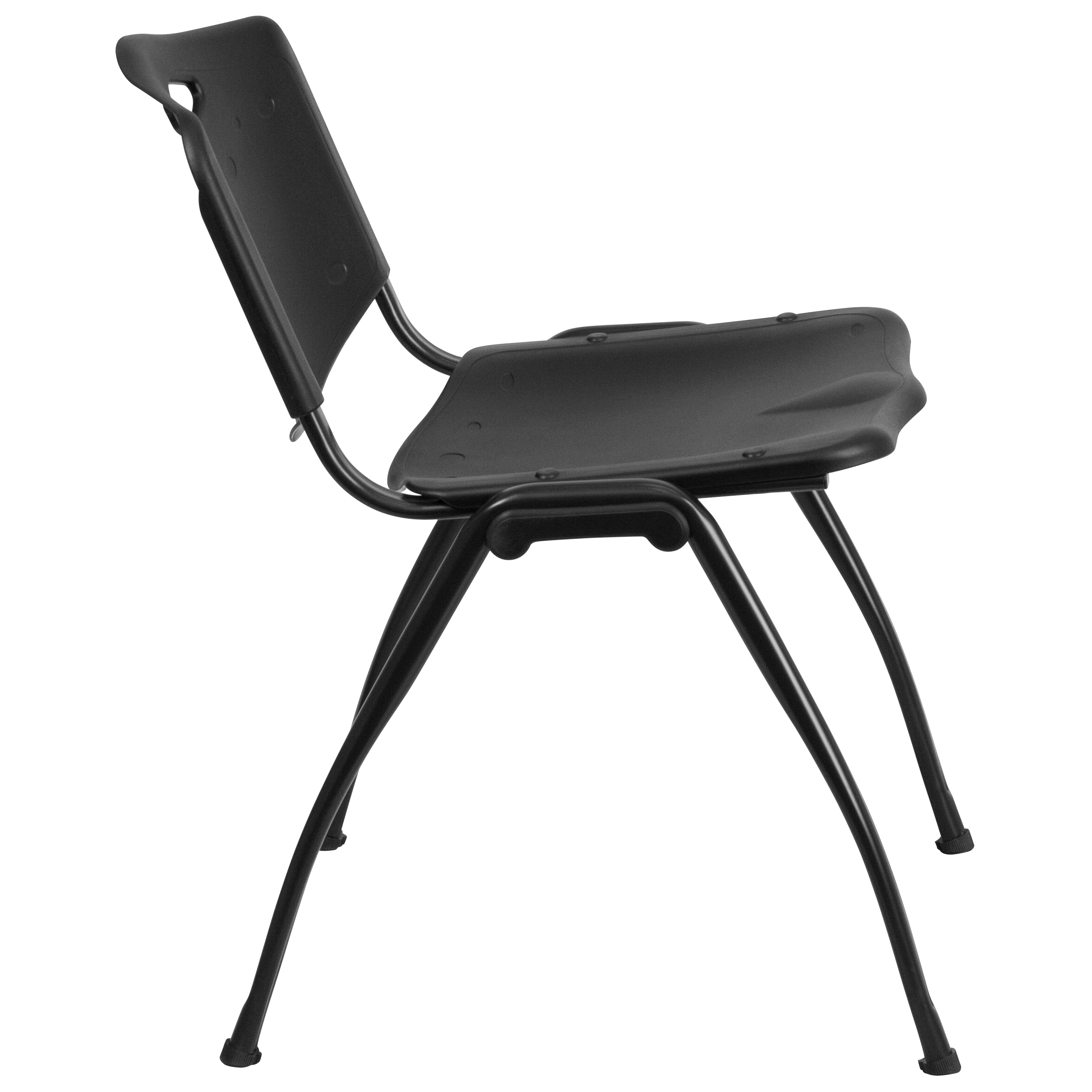 Black Metal Armless Stacking Chair with Carrying Handle