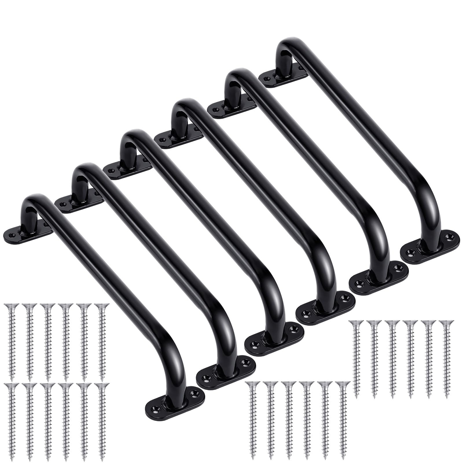 Etokfoks  6 Pack 17 Inch Black Metal Safety Playground Handles 500lb Capacity with 4 Screws per Handle