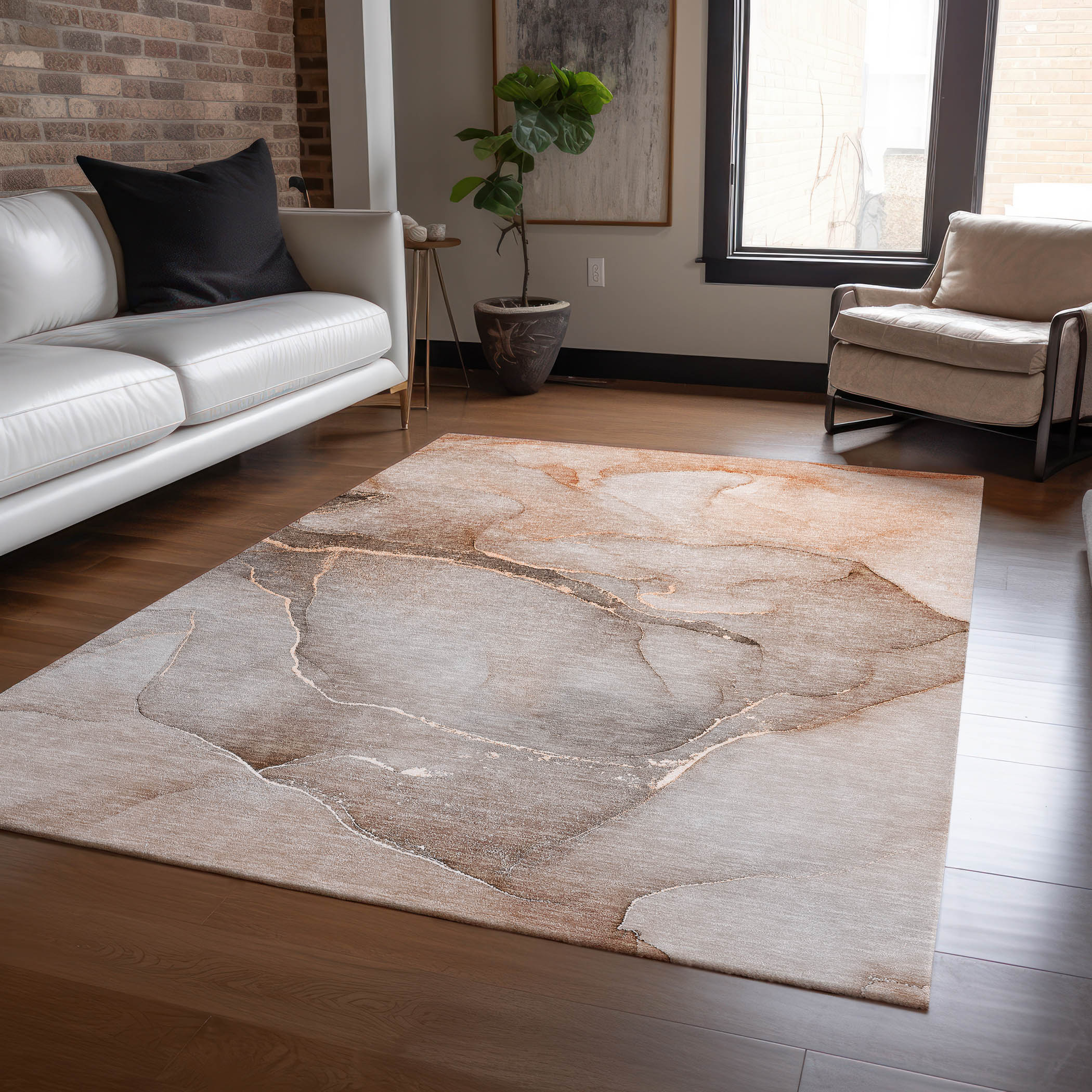 Addison Rugs ACN508TP5X8 Chantille ACN508TP 5 x 7 (ft) Polyester Taupe Rectangular Indoor/Outdoor Abstract Machine washable Area rug