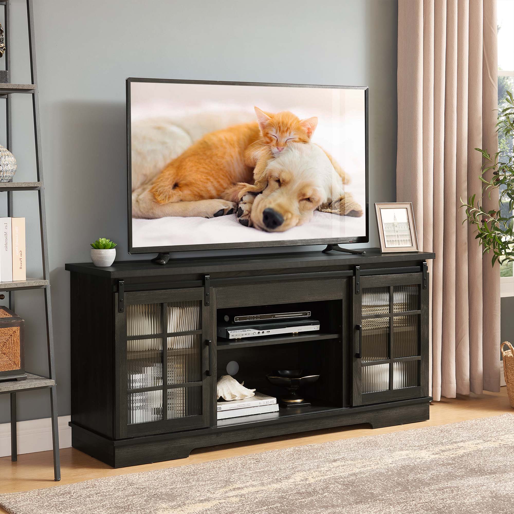 Sunrinx MG62-14-SC Modern/Contemporary Charcoal Gray TV stand Integrated TV Mount ( Accommodates TVs up to 65-in )