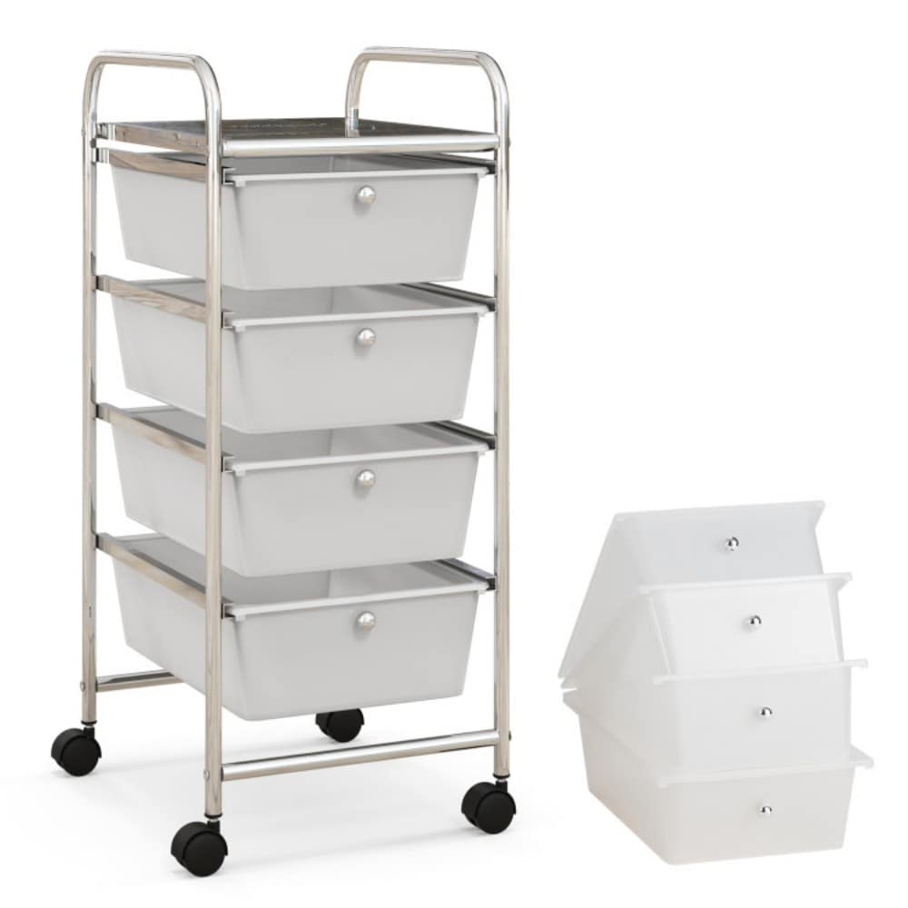 Fenbeli Rolling Storage Cart with Deep Drawers and Utility Shelves for Home and Office