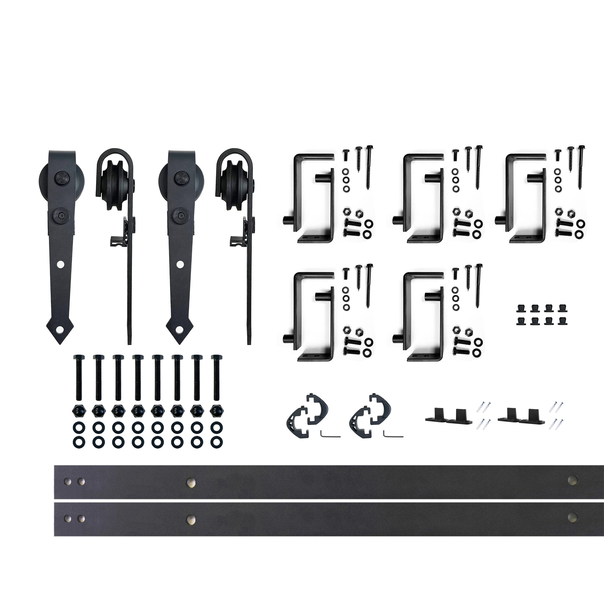 HOMACER JT4TGH072C 72-in Rustic black Black Indoor Arrow Double bypass Barn door hardware kit