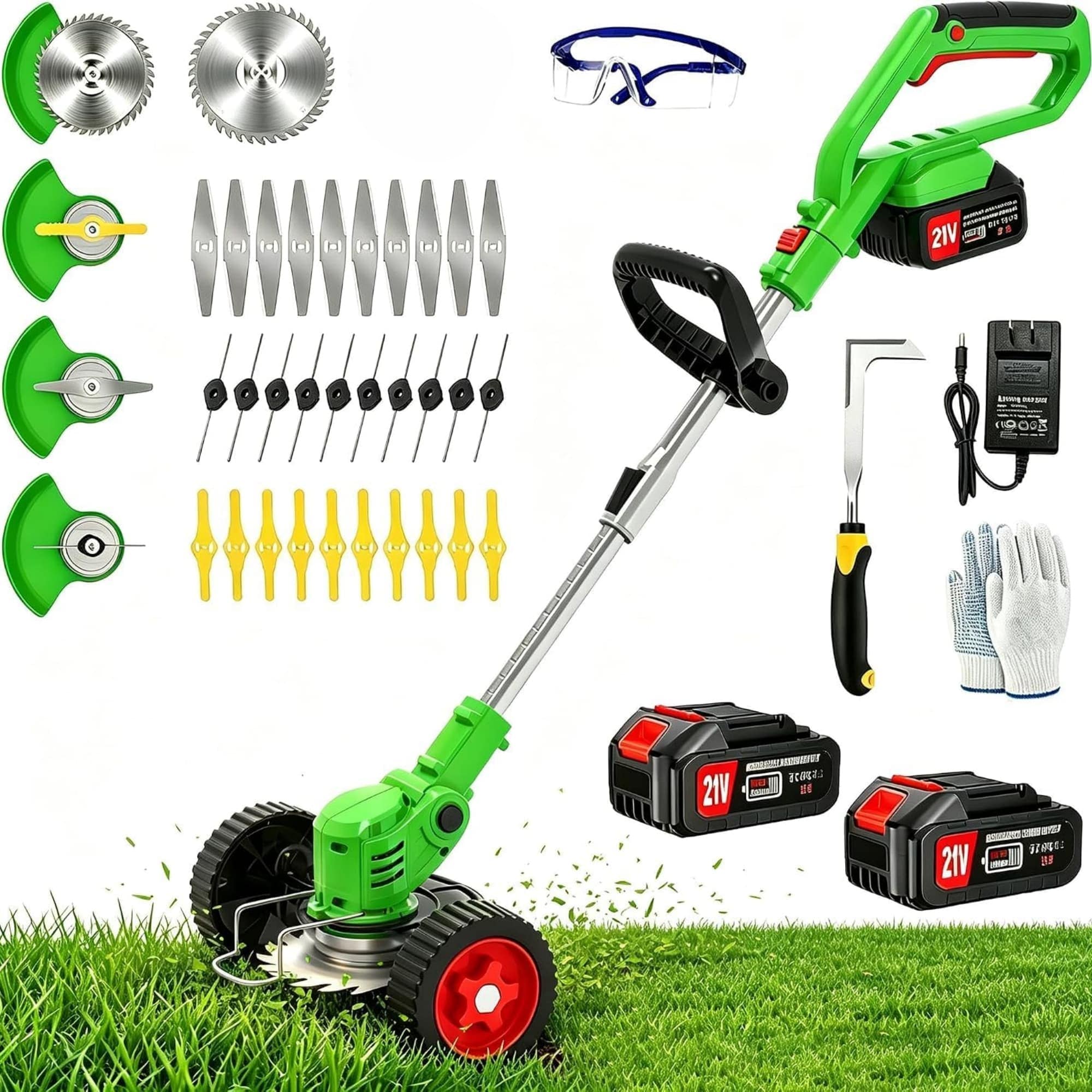 Angel Sar - Electric Weed Wacker Cordless 21V 4 in 1 Stringless Grass Trimmer Brush Cutter Lawn E...