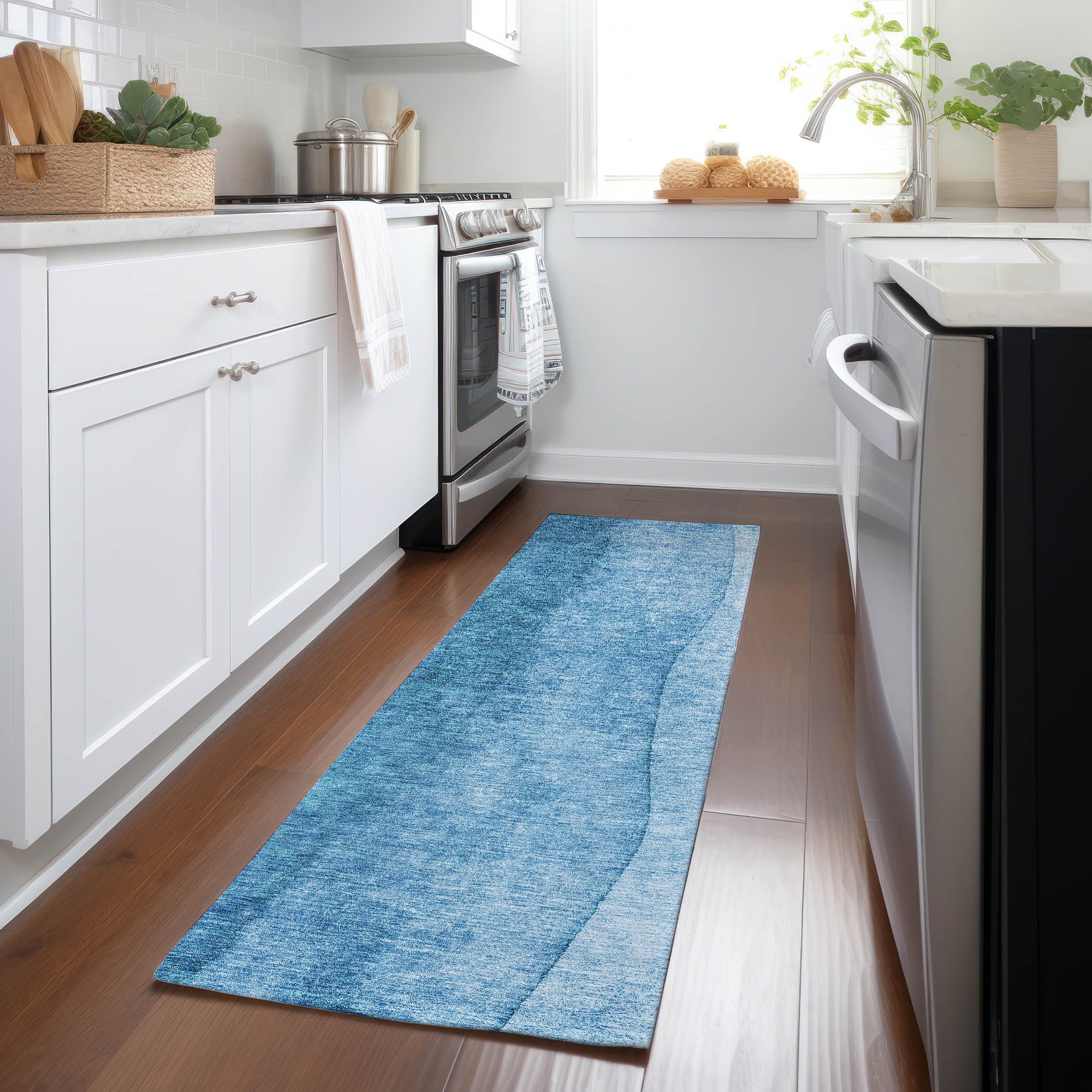 Addison Rugs ACN625TE2X8 Chantille ACN625TE 2 x 7 (ft) Polyester Teal Rectangular Indoor/Outdoor Geometric Machine washable Runner rug