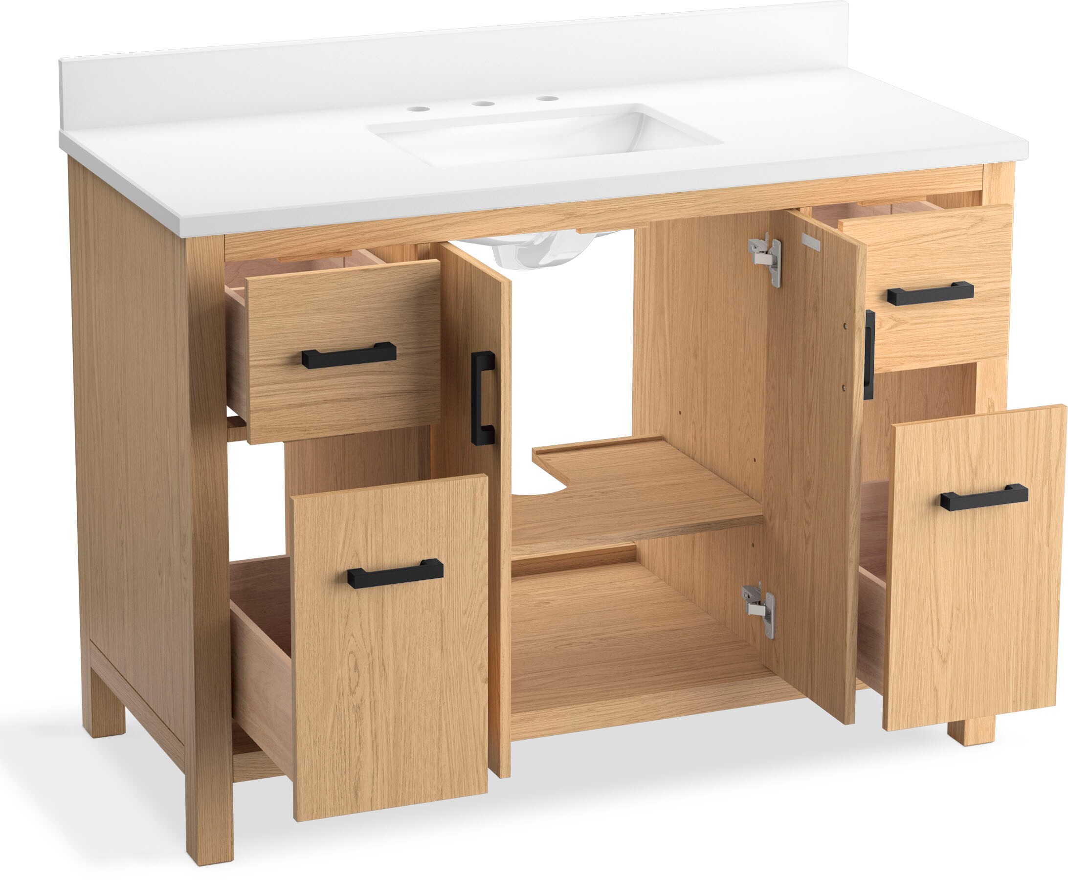 Kresla 48" Light Oak Freestanding Bathroom Vanity with Quartz Top