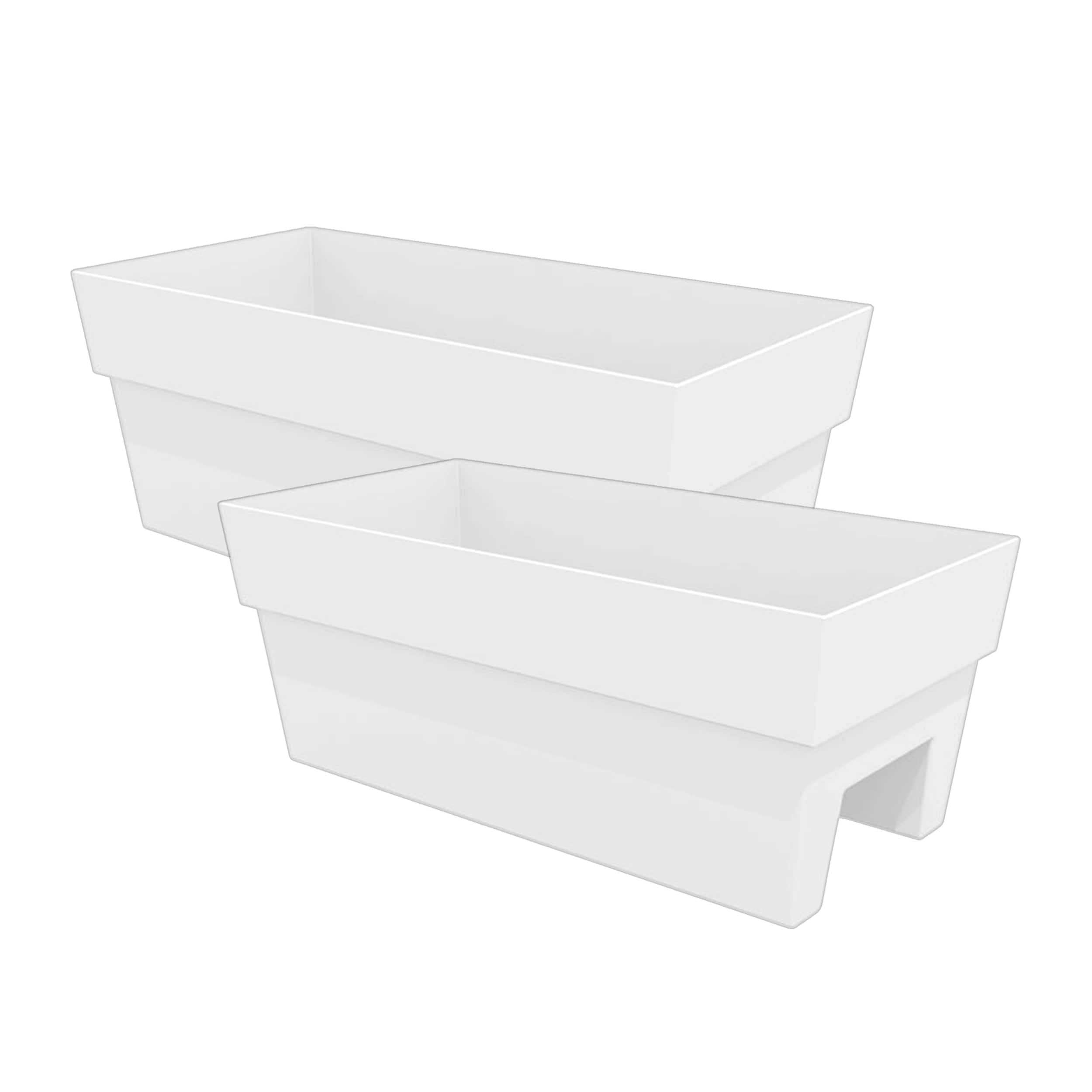 Bloem DCB-FDRMIX3 2 -Pack Rectangle 24-in W Large White Recycled plastic Contemporary/Modern Indoor/Outdoor Railing planter