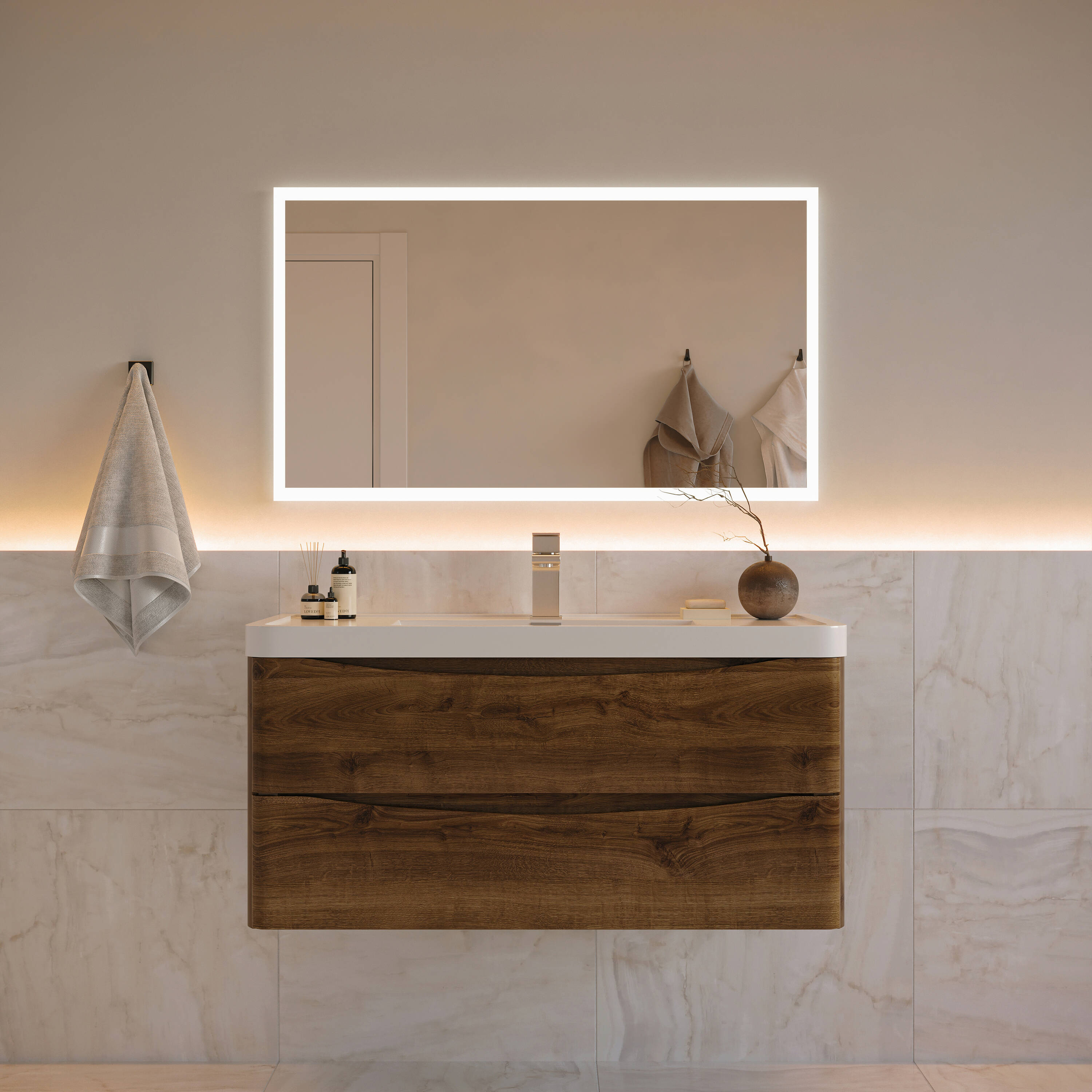 Fresca FCB9040RW-I Tuscany 40-in Rosewood Single sink Bathroom Vanity with White Acrylic Top