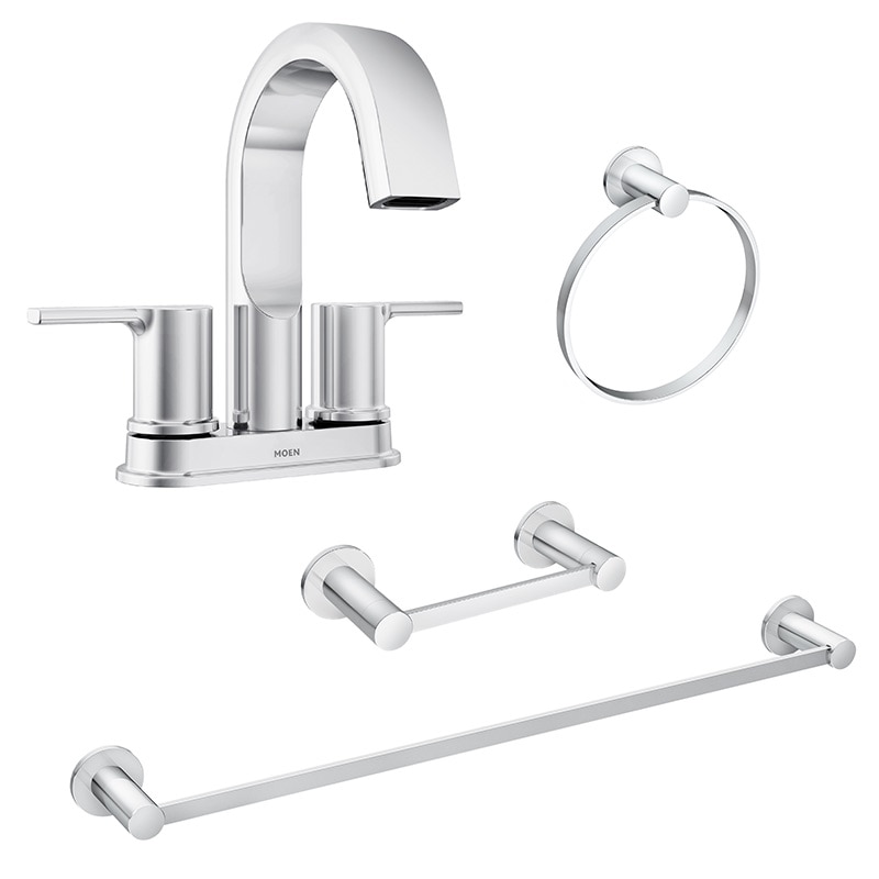 Shop Moen Avri 4in Centerset 2-Handle Bathroom Faucet with 24 in. Towel ...