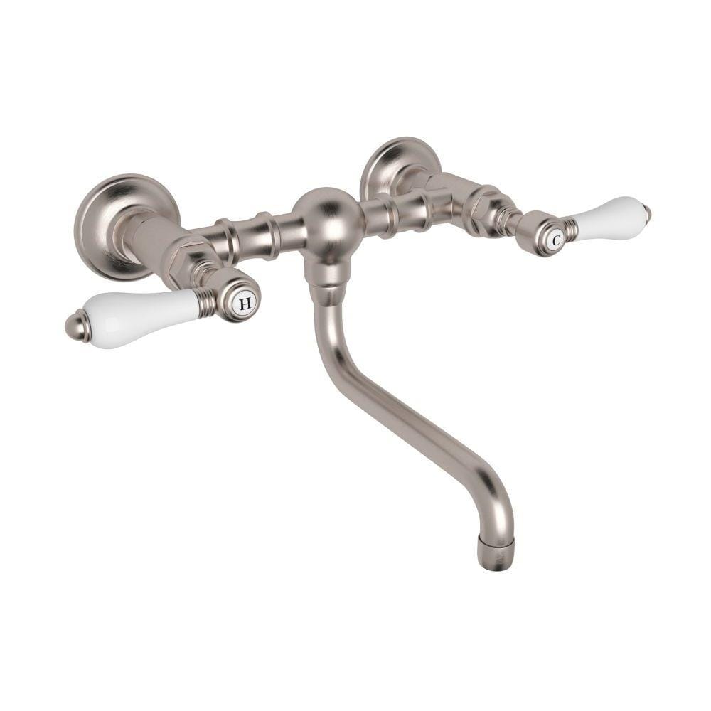 Rohl A1405/44LPSTN-2 Country Bath Satin Nickel Wall-mount 2-handle Low-arc Residential Handle Bathroom Sink Faucet