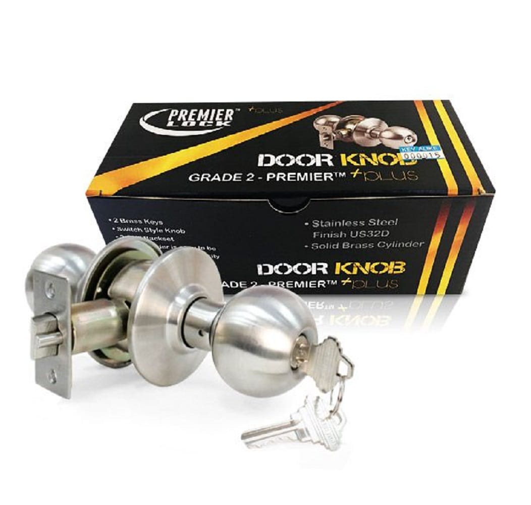Stainless Steel Grade 2 Entry Door Knob with 2 SC1 Keys