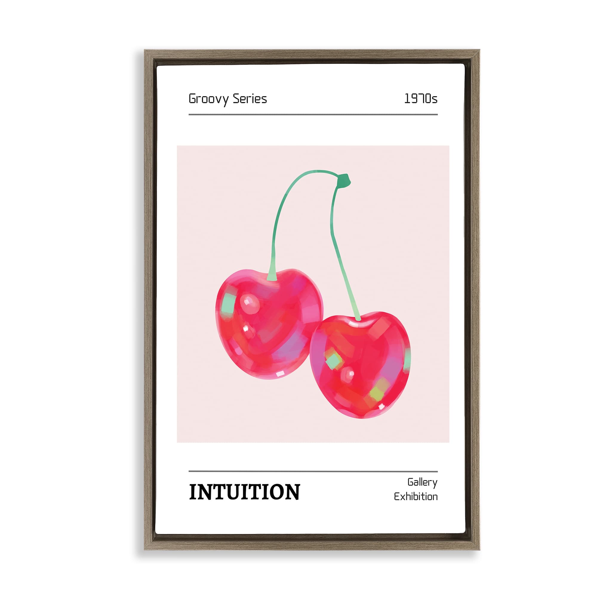 Stupell Industries BT-671-FFE-20X30 Intuition Phrase Cherries Brown Framed Floater Canvas Wall Art By LSR Design Studio 21 x 31