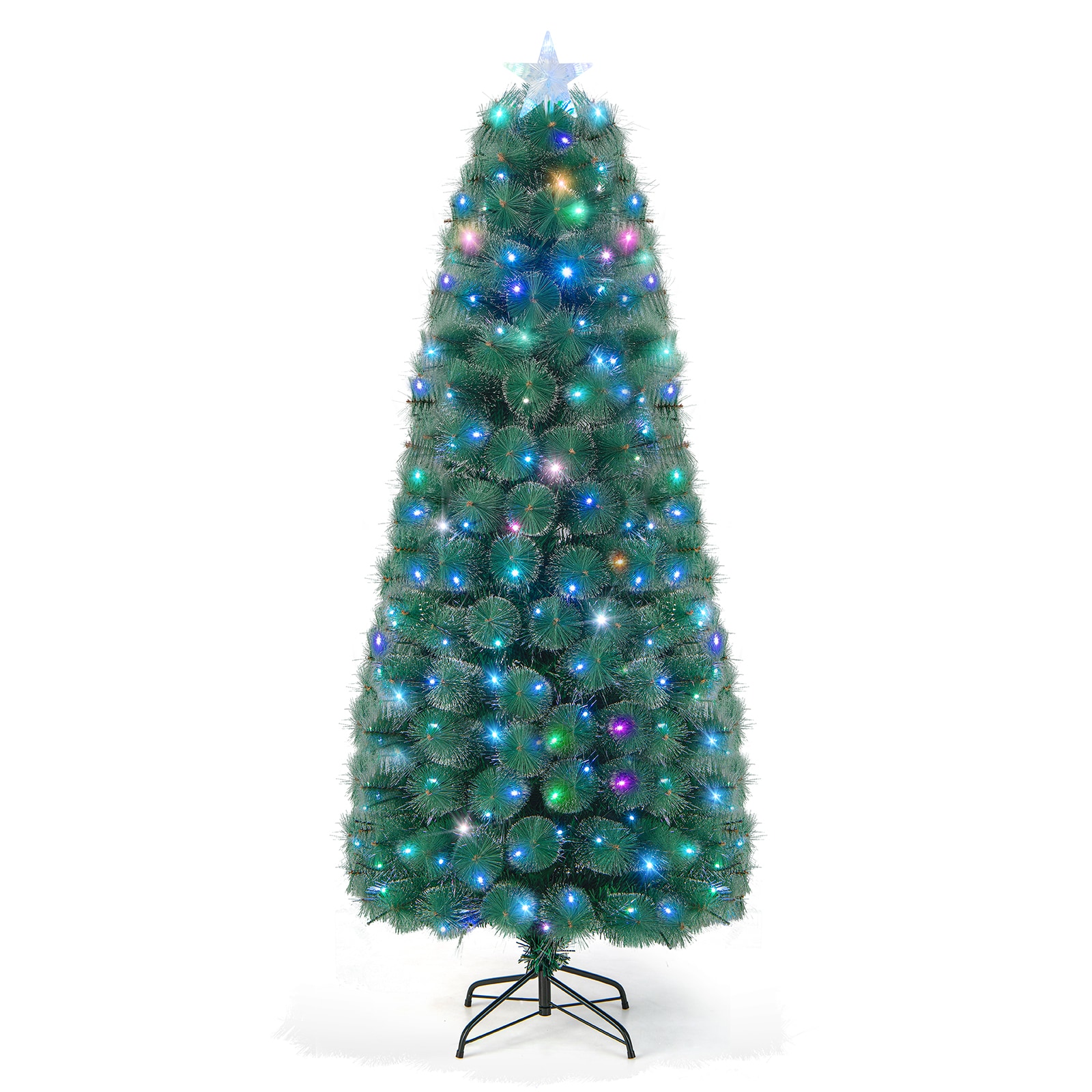 WELLFOR CM-HGY-22782US 7-Feet Pre-lit Artificial Christmas Tree with Multicolor LED Lights