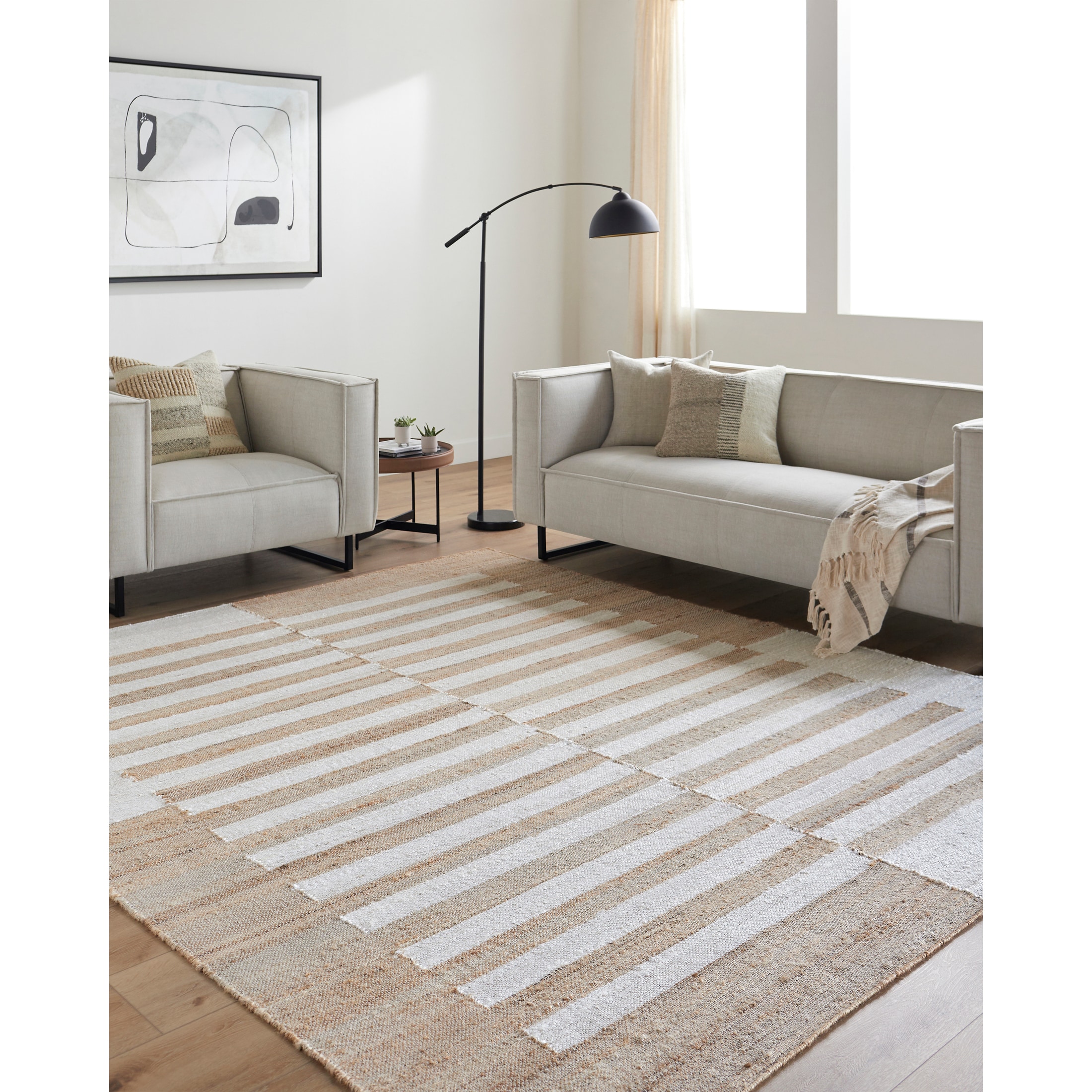 Livabliss DAI2304-576 Diane 5 x 8 (ft) Flatweave Jute Beige/ Brown Rectangular Indoor Stripe French Country Pet Friendly Area rug