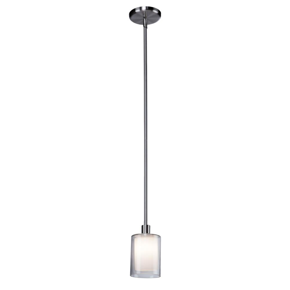 ARTCRAFT AC6531PN Andover Polished Nickel Transitional Clear Glass Cylinder Mini Hanging Pendant Light