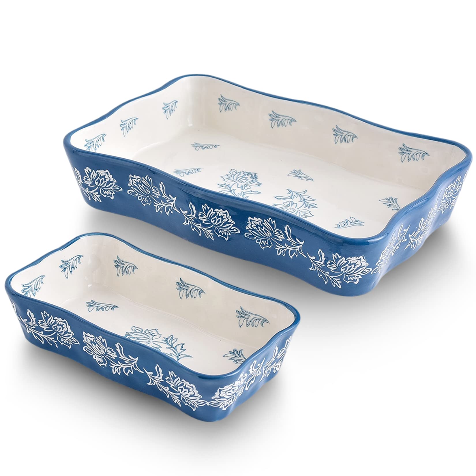 DHMHD Ceramic Casserole Baking Dish Set 2 pcs Rectangular Lasagna Pan ...