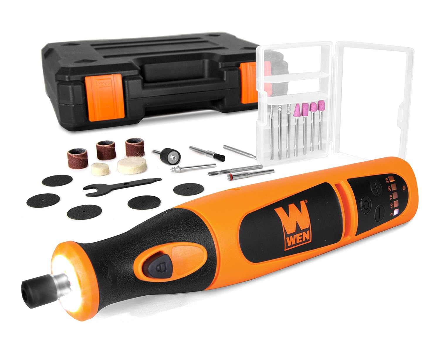 HARDELL - Variable Speed Cordless Rotary Tool Kit 7.2V Lithium-Ion with 24-Piece Accessory Set Ch...