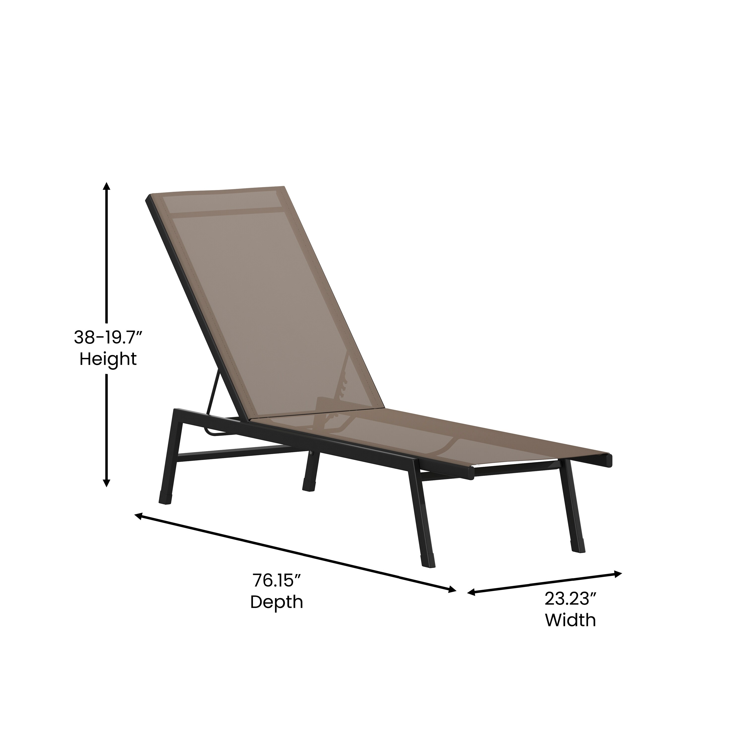 Brazos Adjustable Brown and Black Steel Outdoor Chaise Lounge Chair