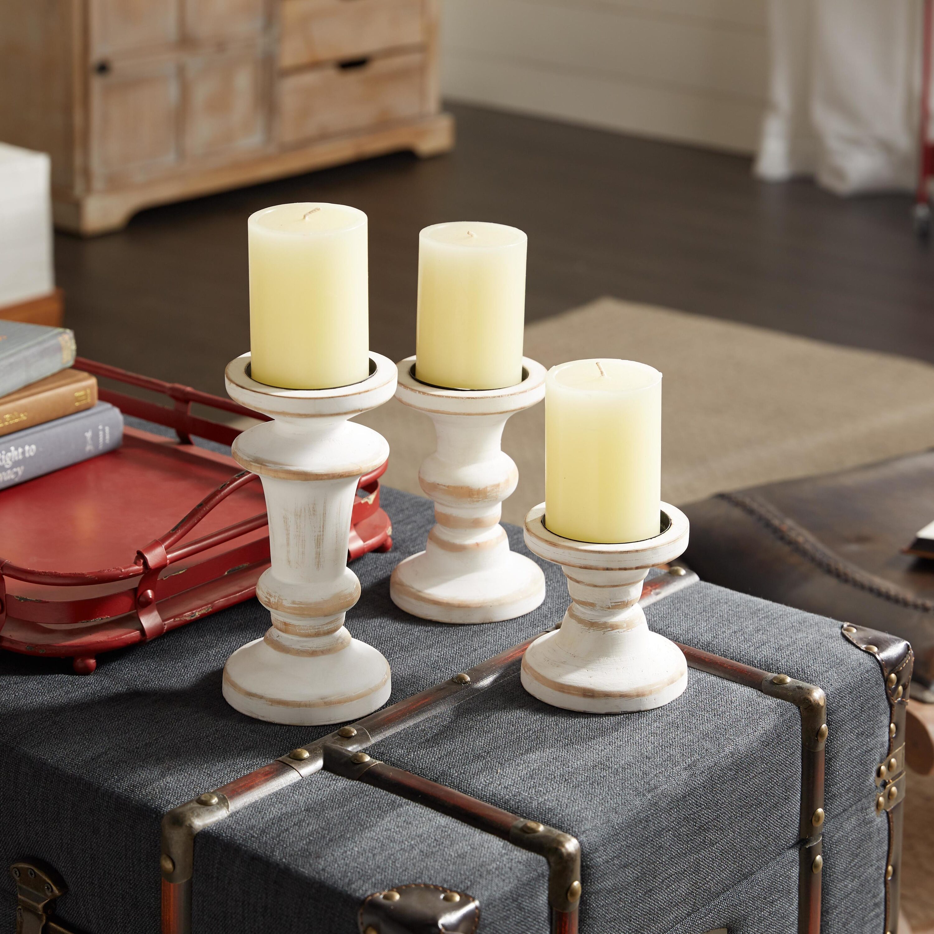 Grayson Lane 91853 3 Candle Wood Pillar Candle Holder