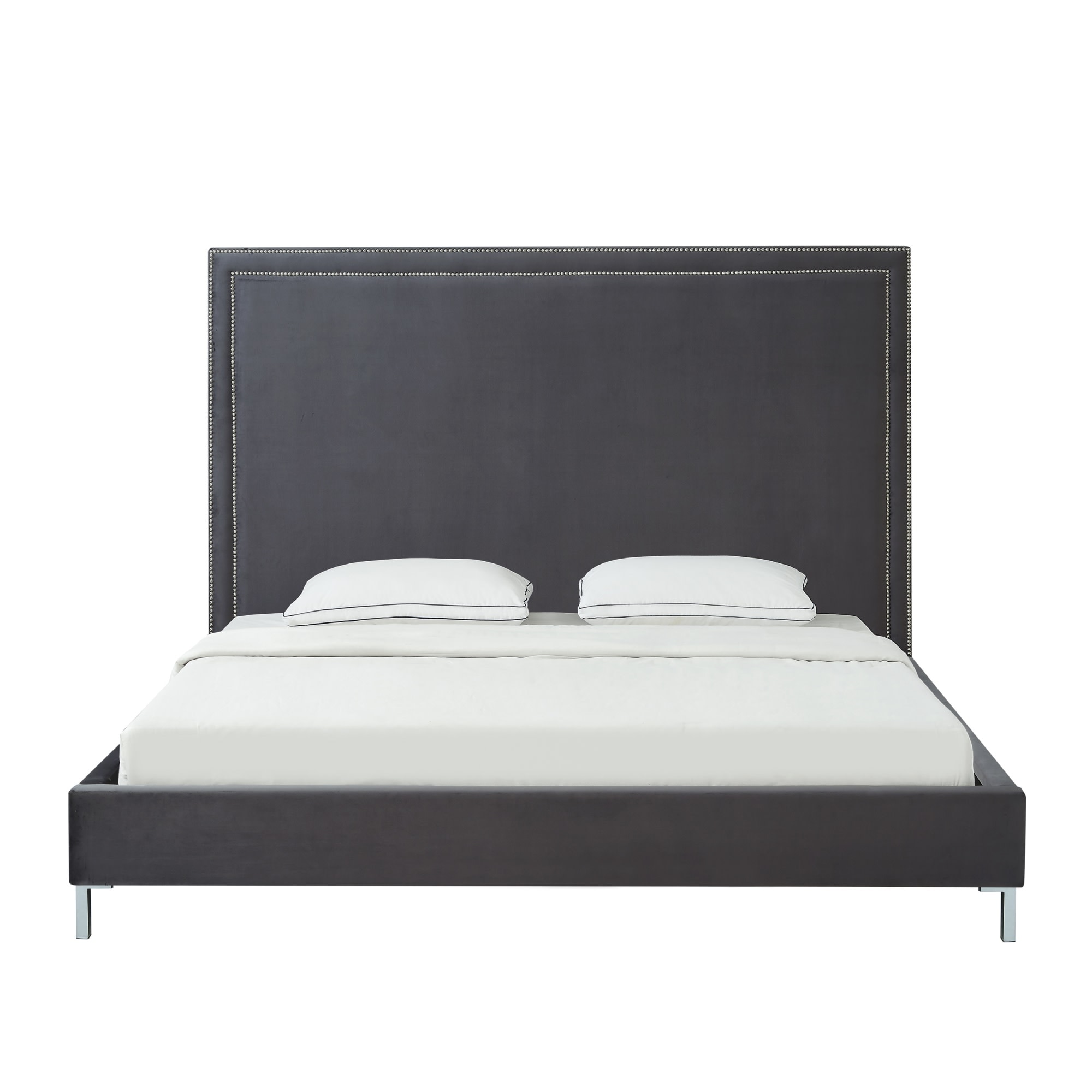 Inspired Home Samuele Grey King Wood Bed Frame in the Beds