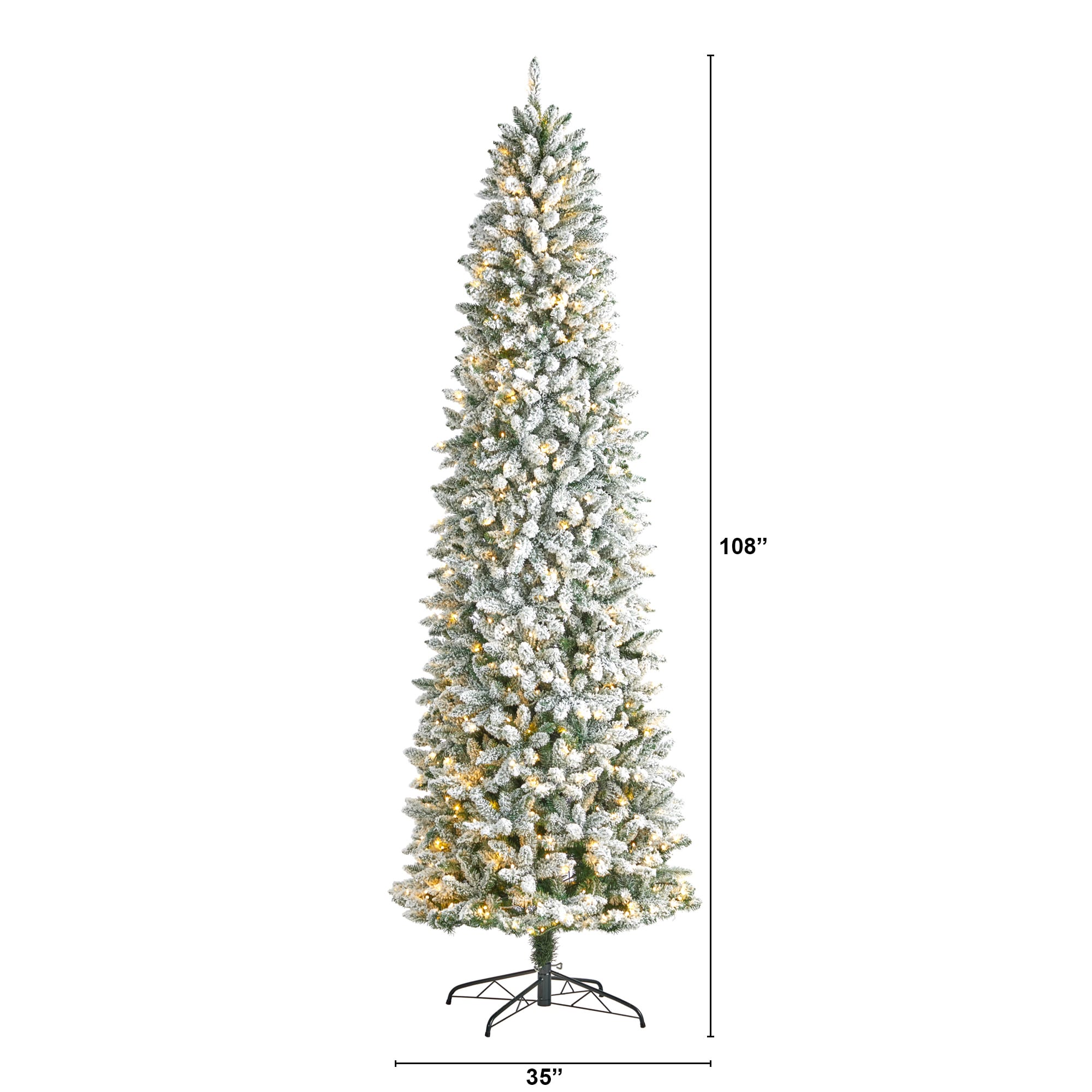 Nearly Natural 9-ft Douglas Fir Pre-lit Slim Flocked Artificial ...