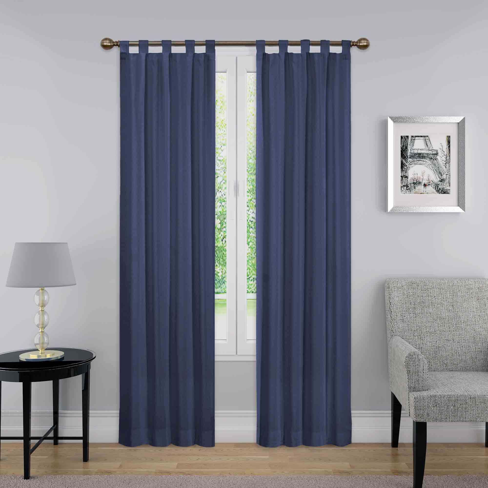 Pairs To Go 15999060X084IND 84-Inches Indigo Striped Light filtering Top tab Curtain panel pair