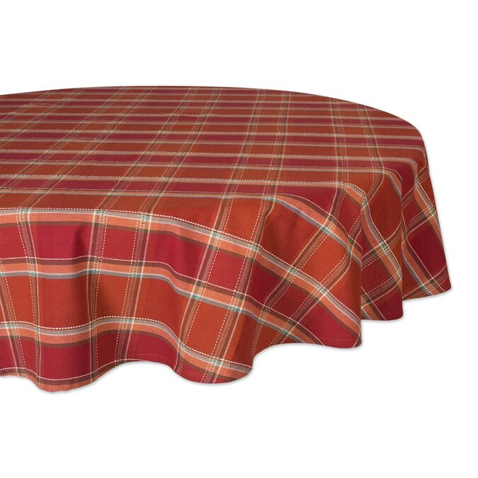 Dii Autumn Spice Plaid Table Cover For, Fall Round Tablecloths