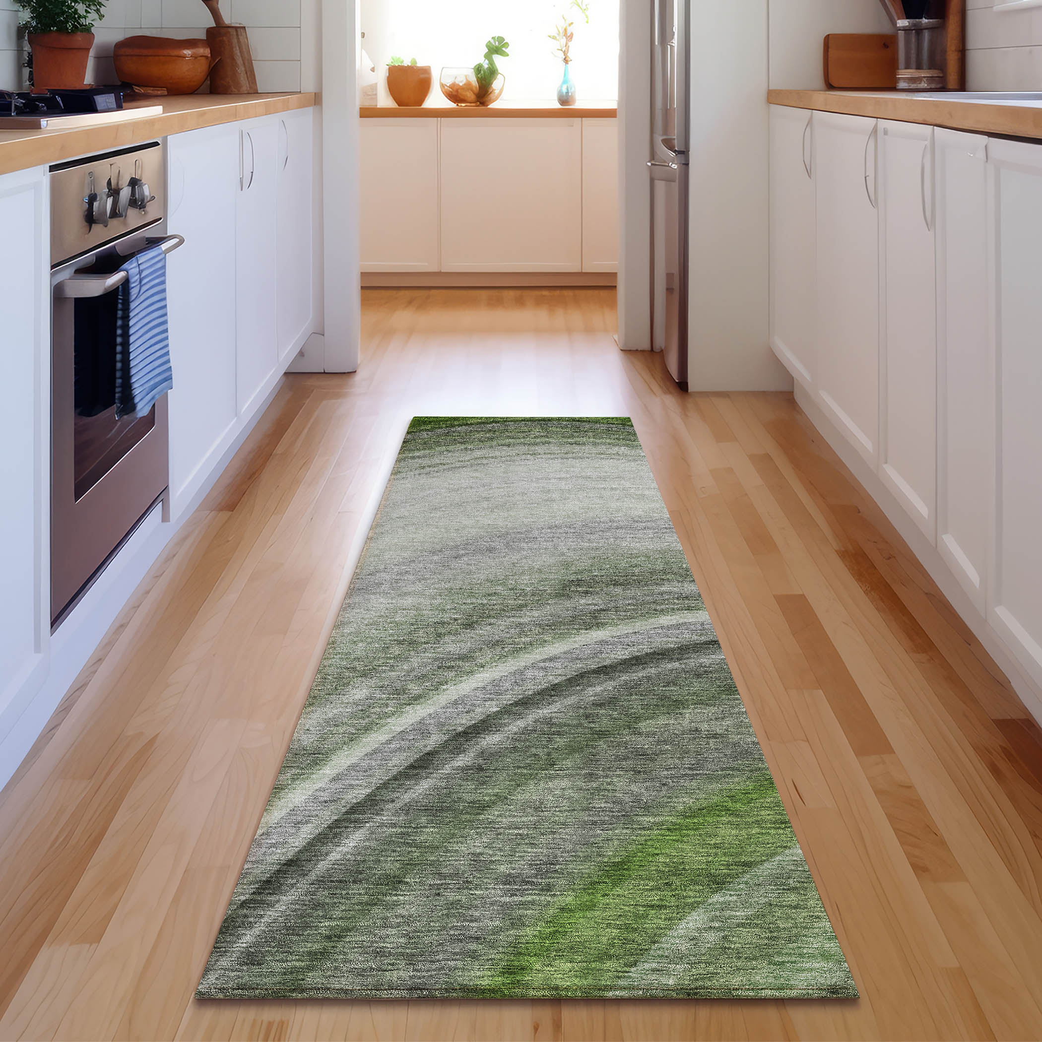 Addison Rugs AMF584GE2X8 Mayfield AMF584GE 2 x 7 (ft) Loomed Polyester Green Rectangular Indoor Geometric Machine washable Area rug