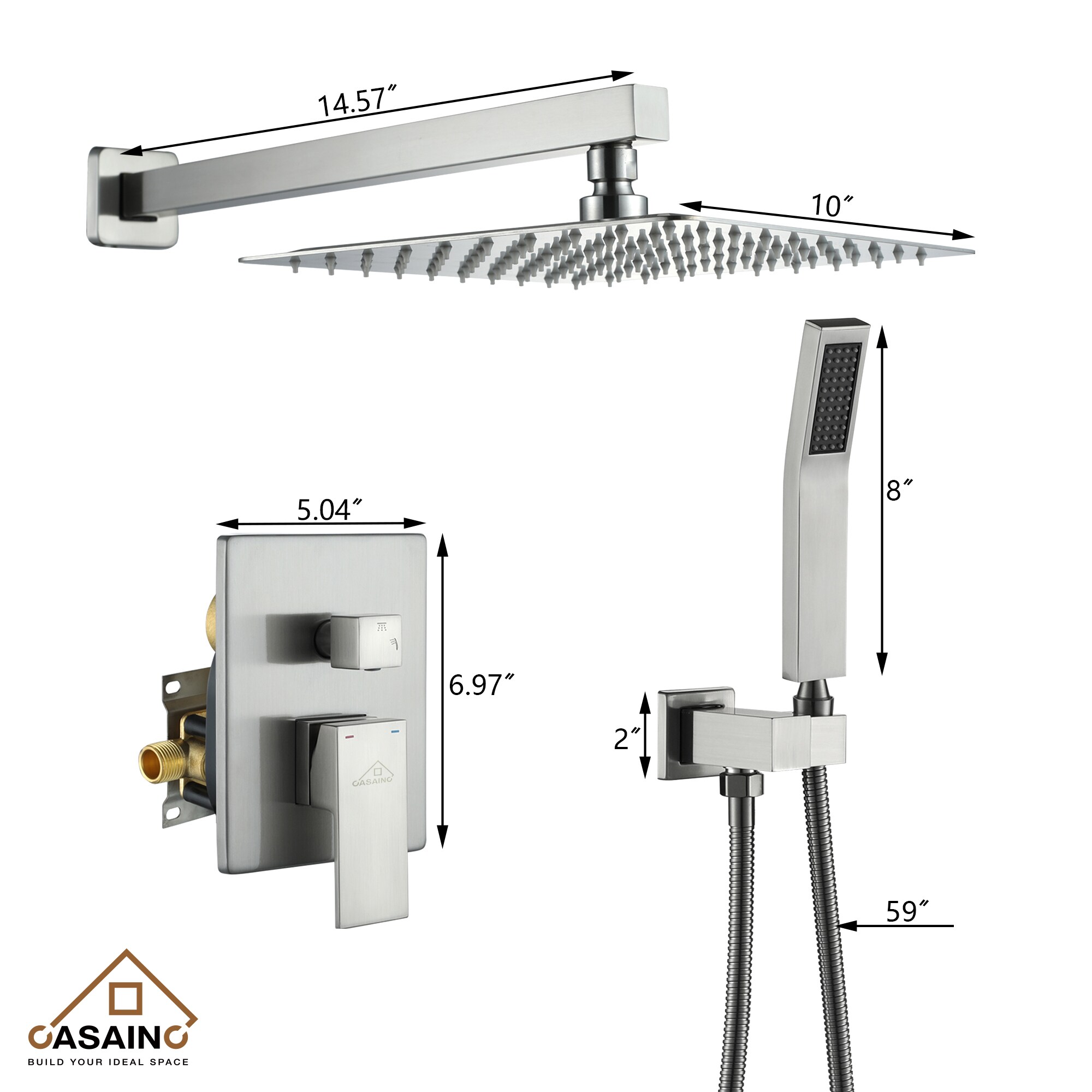 CASAINC CS1912-BN Showerhead-Bar-Panels - View #2