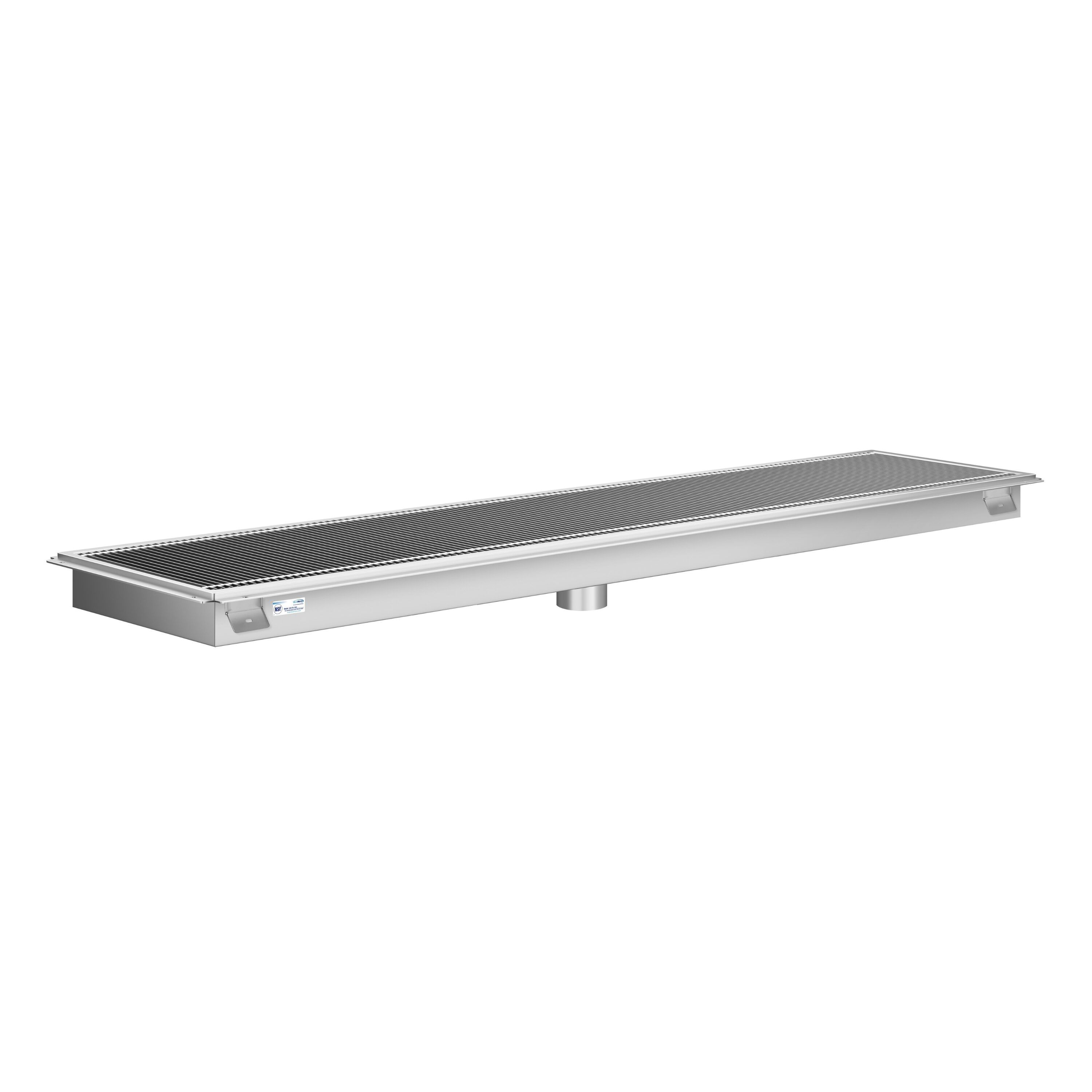 KoolMore LOW-KM-FTG-1884 18" x 84" Stainless Steel Floor Trough Drain, 14-Gauge with Subway-Style Grating & Removable Drain Basket, NSF Listed (KM-FTG-1884)