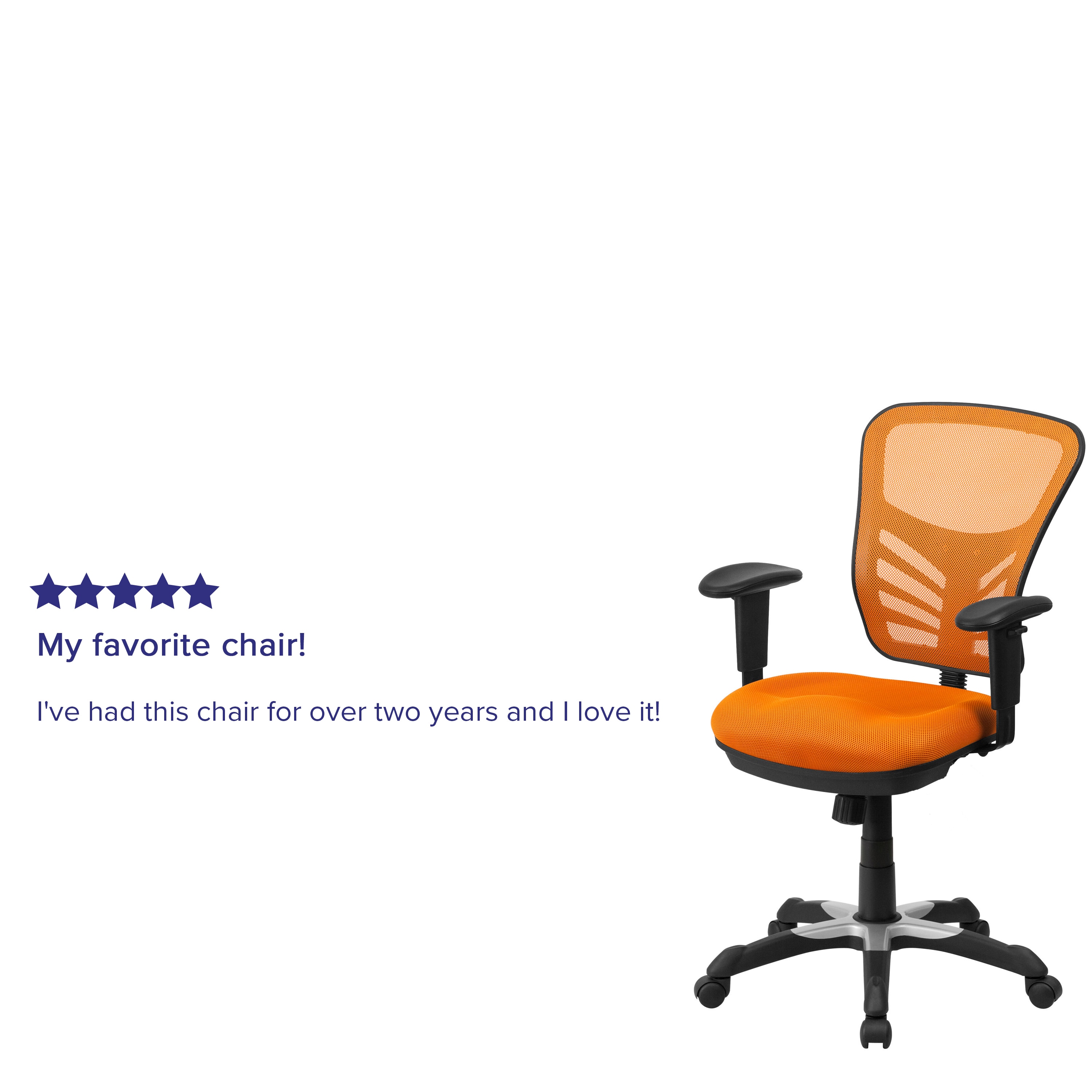 Orange Mesh Mid-Back Executive Swivel Chair with Adjustable Arms