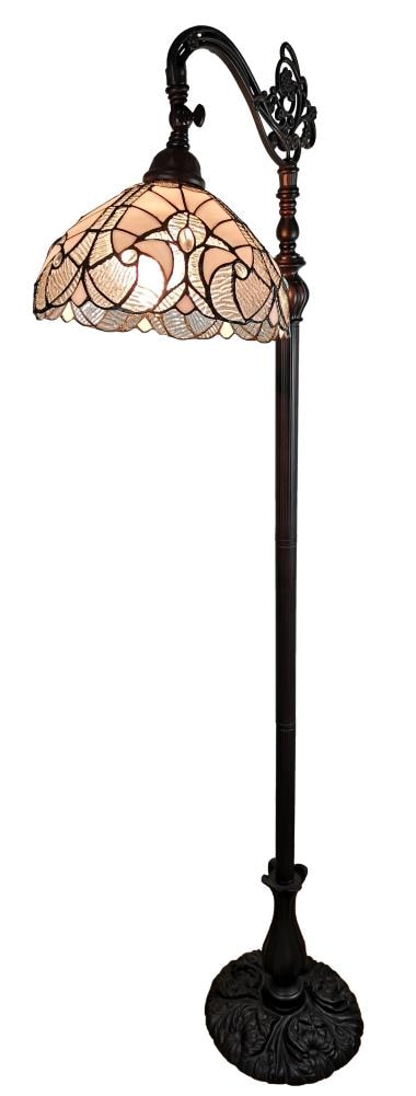 Elegant Arc White Stained Glass 62" Tiffany-Style Adjustable Floor Lamp