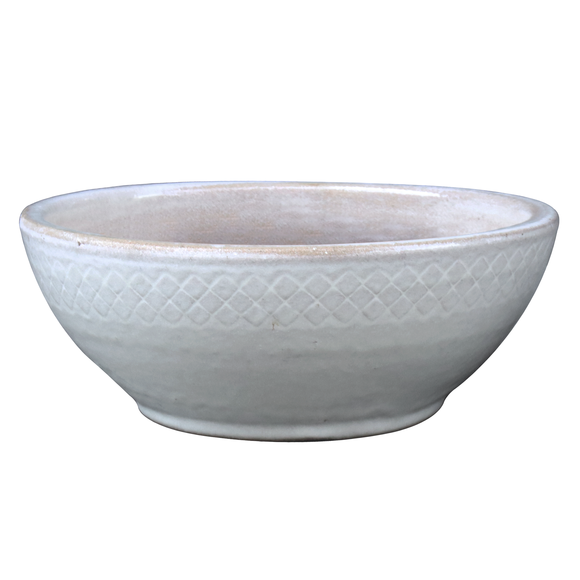allen + roth GO2025-22 Round 13.0-in W x 5.7-in H x 13-in D White Glazed ceramic Indoor/Outdoor Low bowl planter