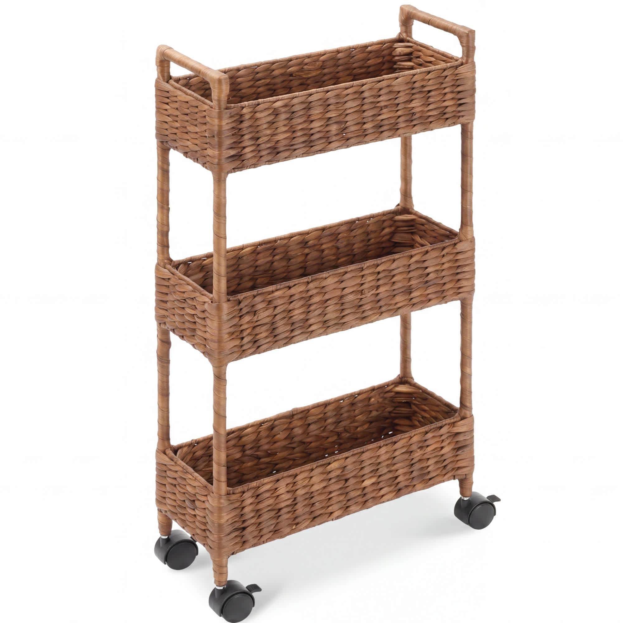 Best Choice Products  3-Tier Slim Rolling Nursery Caddy w/Wheels Utility Cart for Storage Organization - Chestnut