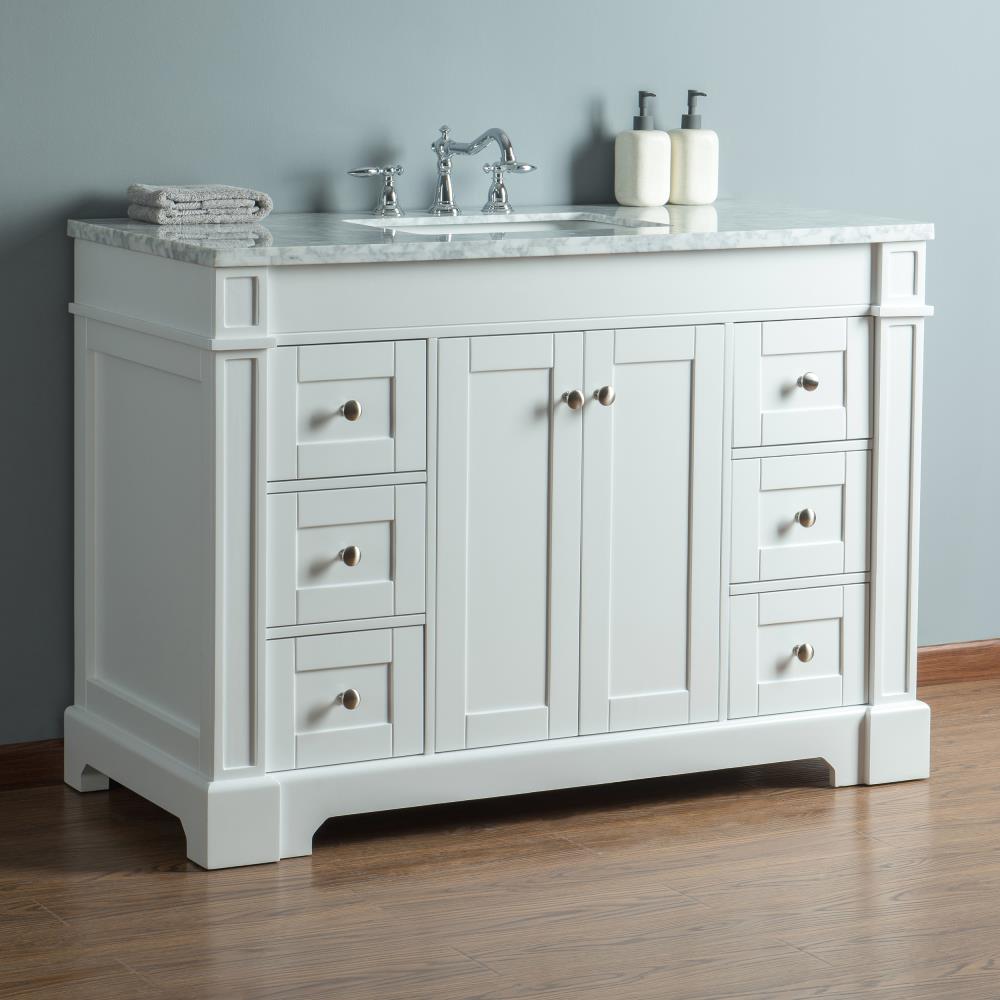 Stufurhome 48-in White Undermount Single Sink Bathroom Vanity with ...