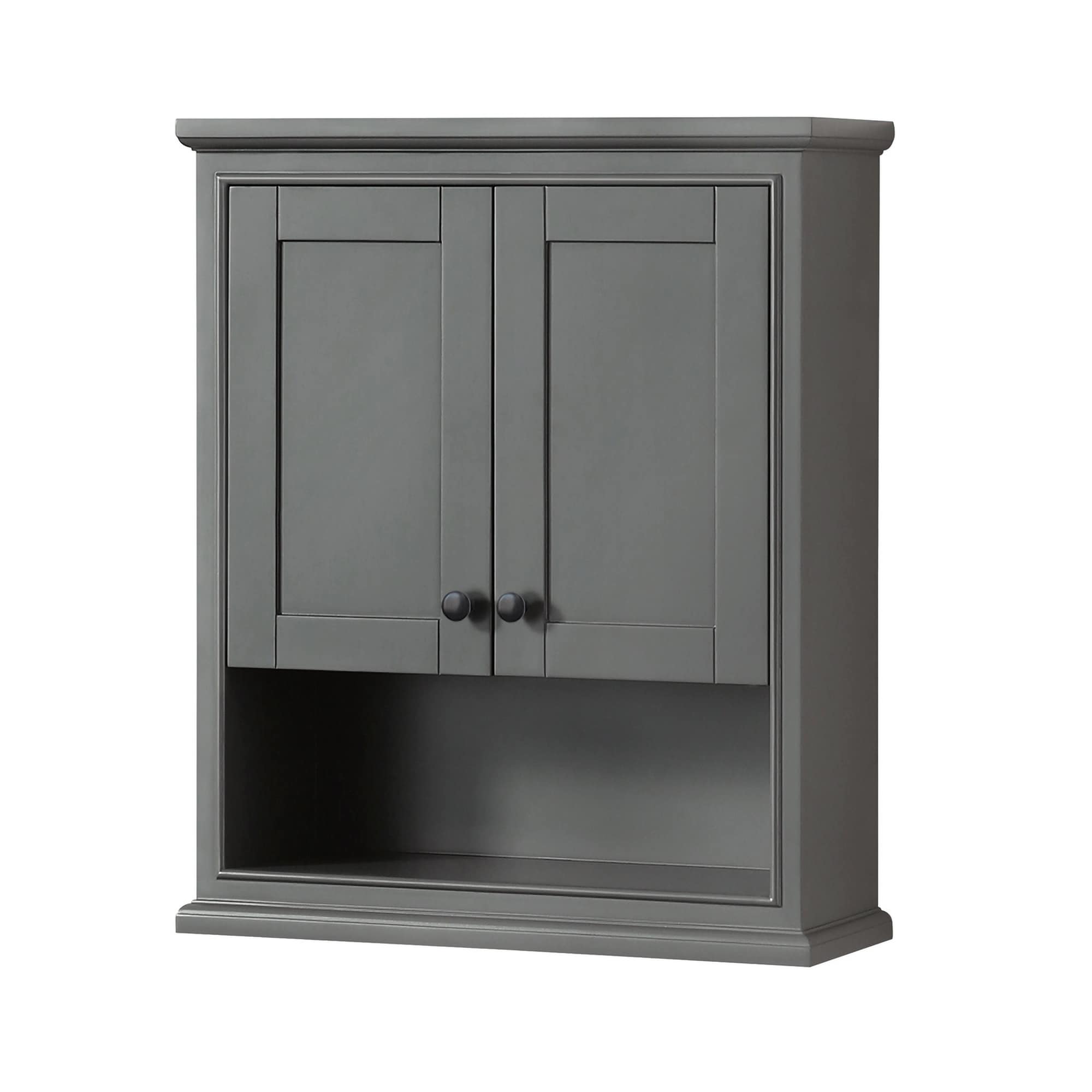 Wyndham Collection WCS2020WCGB Deborah 25-in x 30-in x 9-in Dark Gray with Matte Black Trim Soft Close Bathroom Wall Cabinet