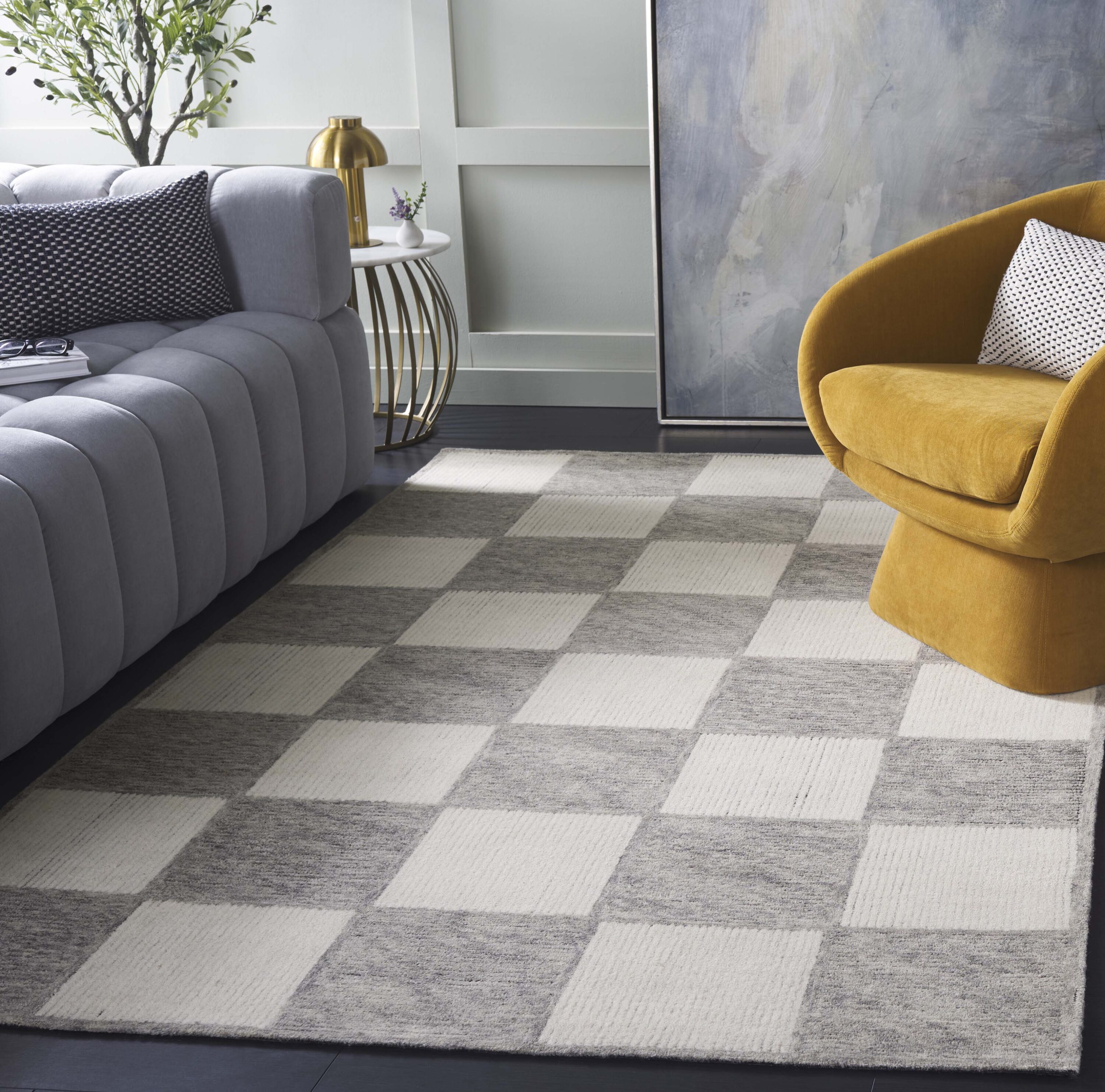  Ebony 824 Ivory/Gray Contemporary 5ft x 8ft Medium Rectangle Rug