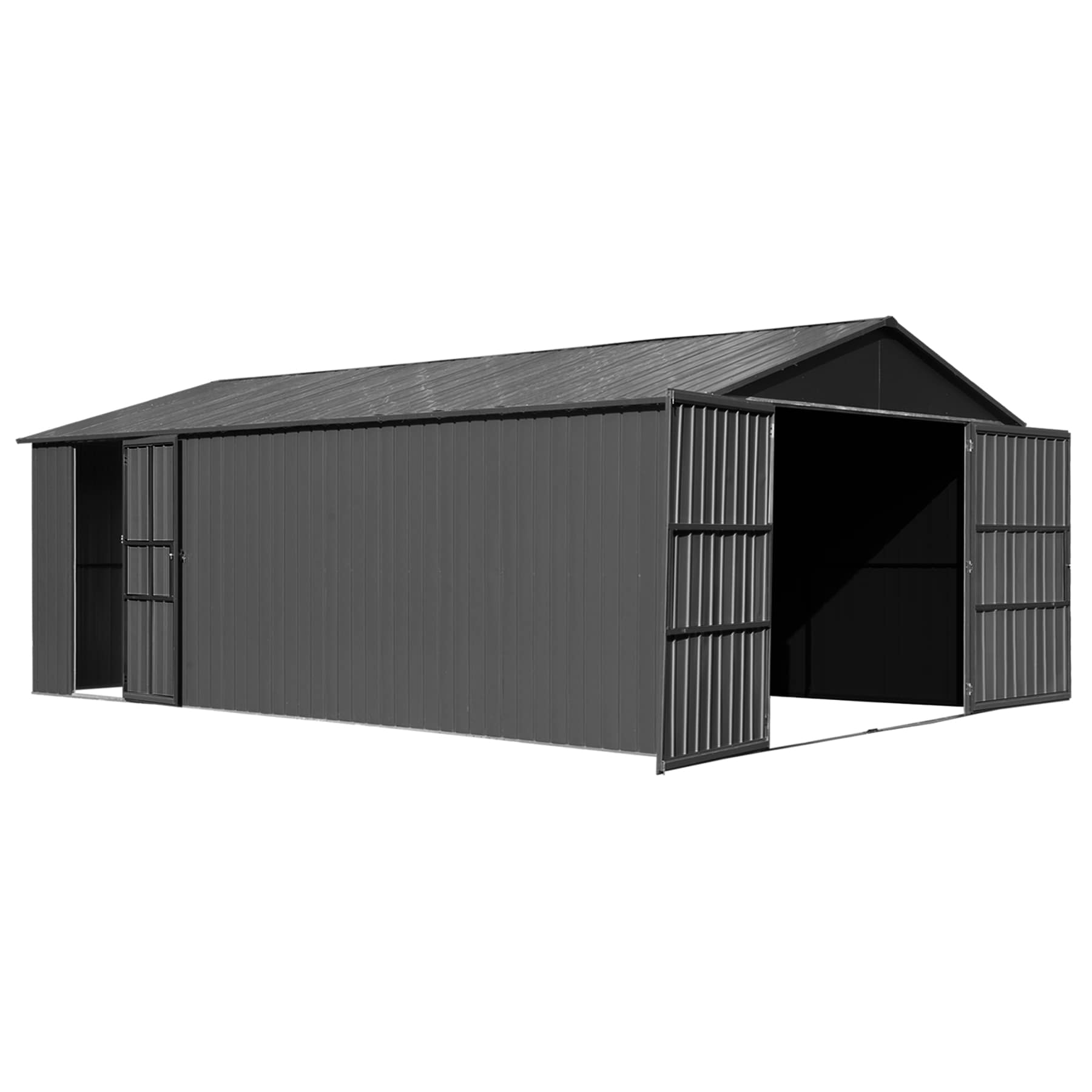 RITSU -  247.70 in L x 149.10 in W x 102.80 in H Dark Gray Metal Garage Storage Shed with Multipl...