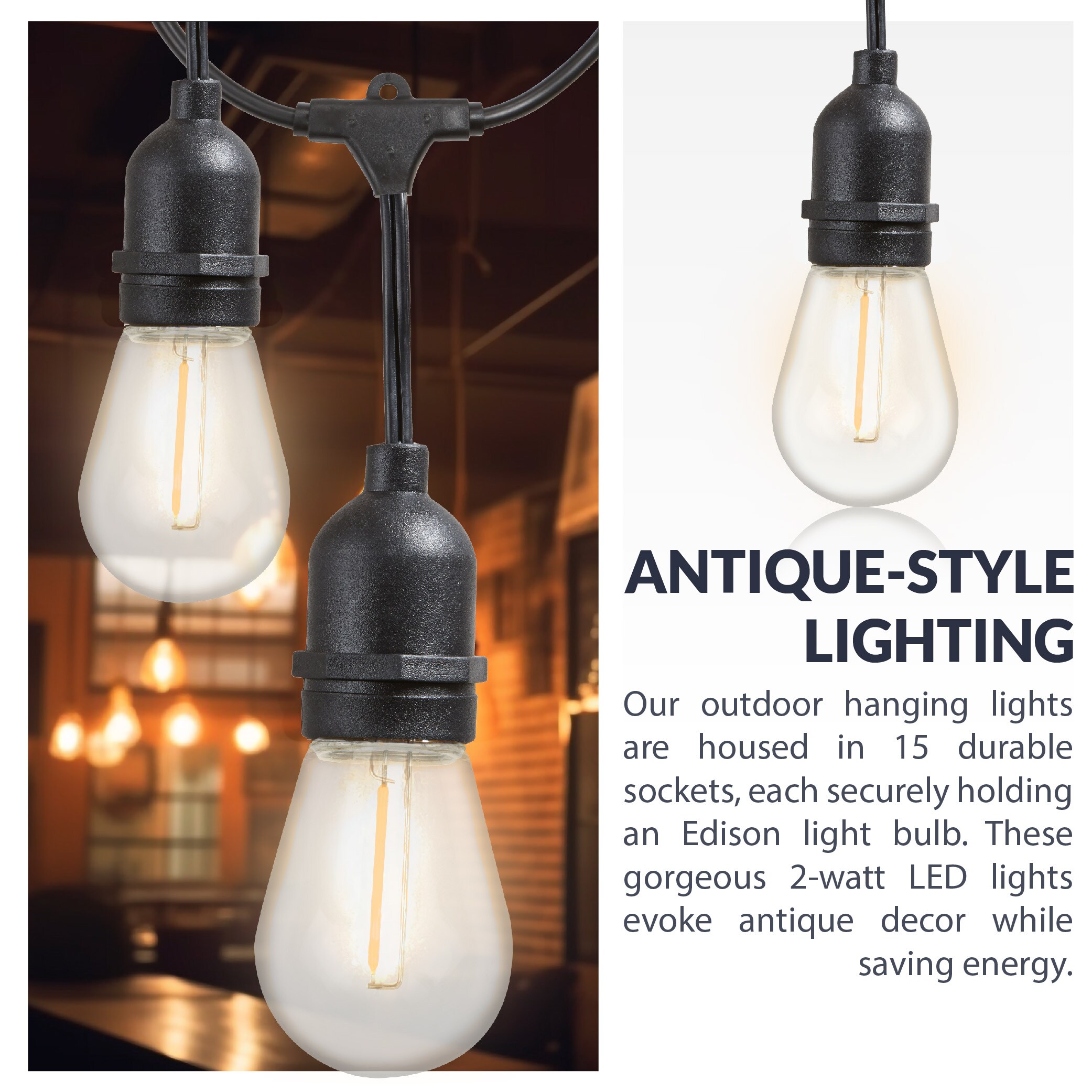 Newhouse Lighting Outdoor 25 ft. Plug-in S14 Edison Bulb String
