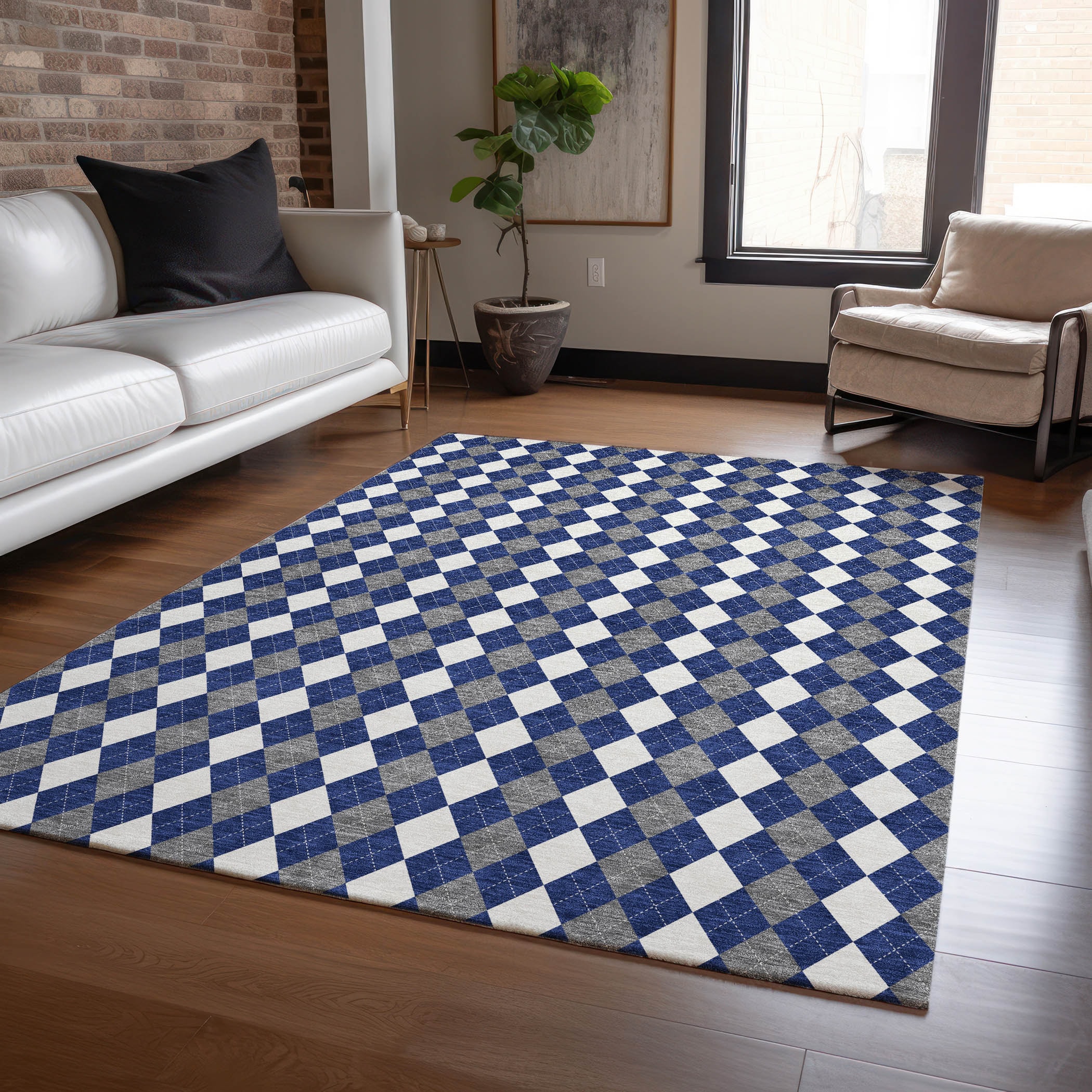 Addison Rugs ACN1812NA8X10 Chantille ACN1812NA 8 x 10 (ft) Loomed Polyester Navy Rectangular Indoor/Outdoor Machine washable Area rug