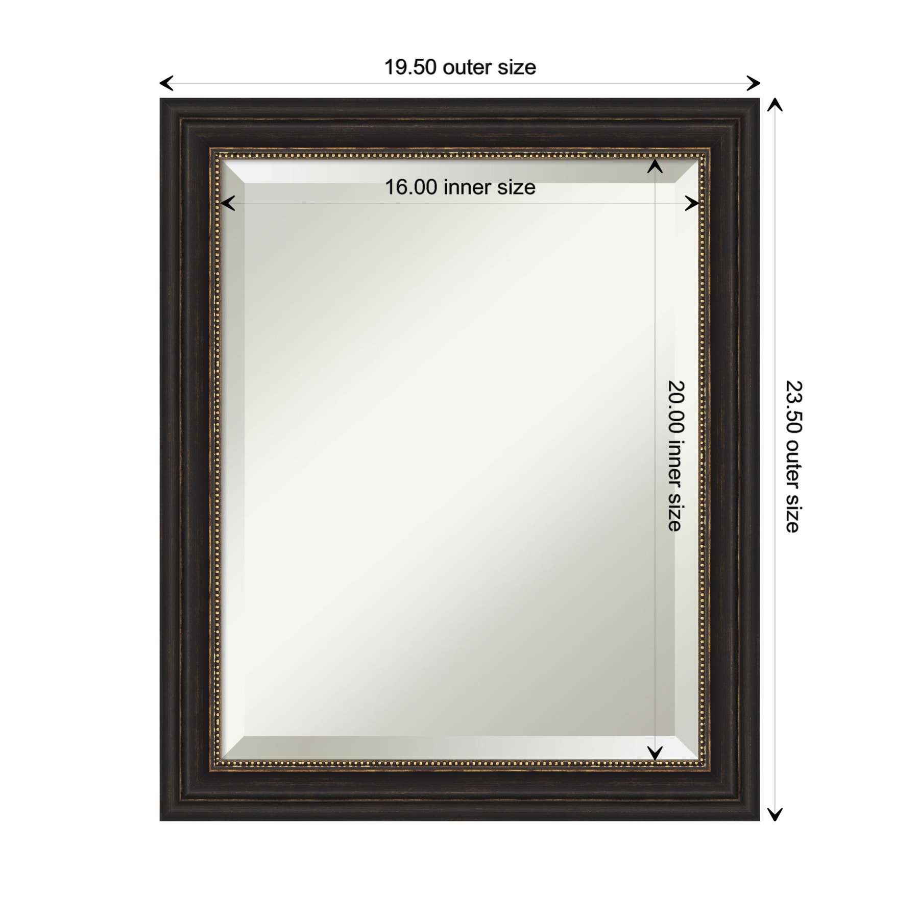 Bronze Rectangular Framed Wall Mirror 19.5 x 23.5 Inches