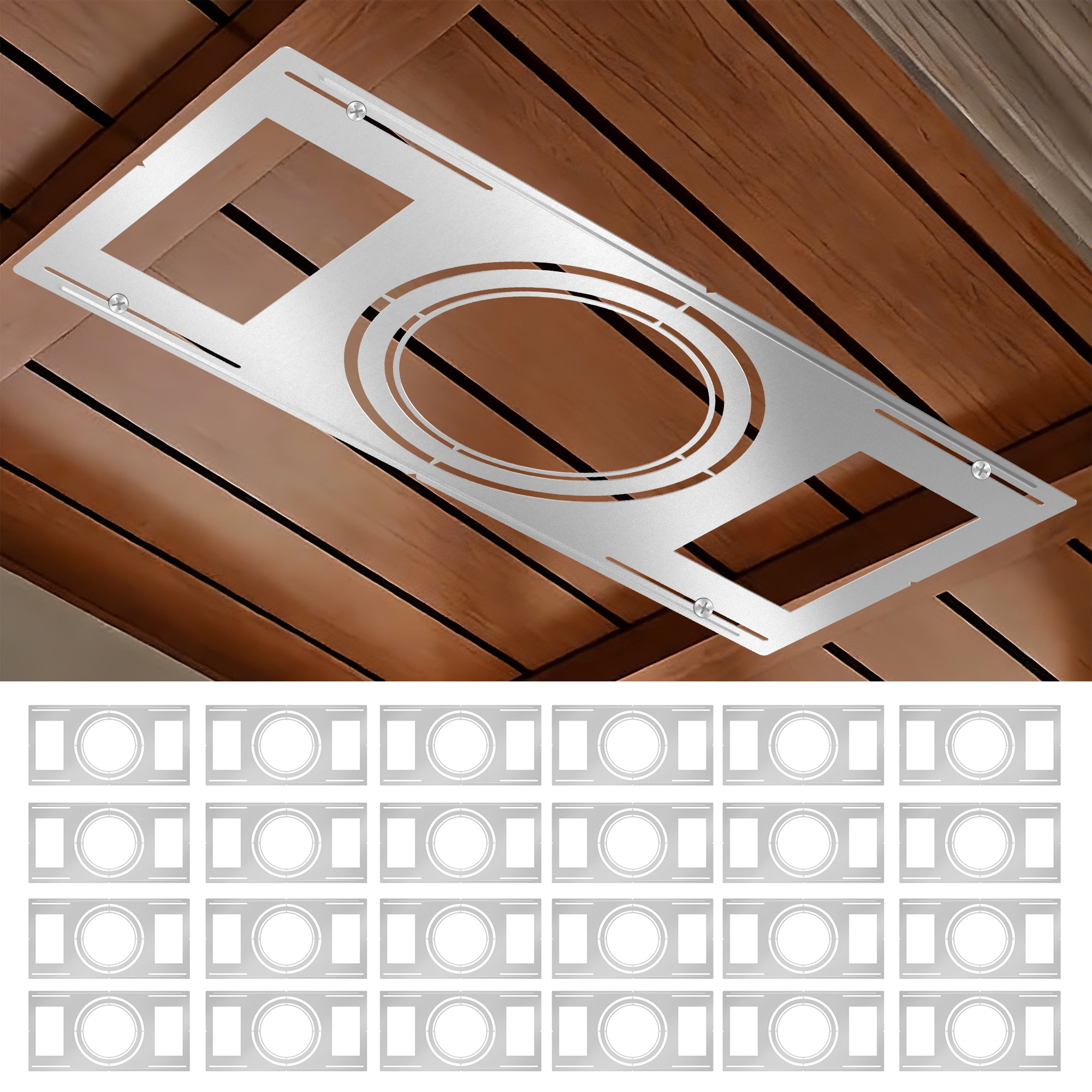 DAKAFUL 24 Pack New Construction Mounting Plates Flat Steel Rough-In Brackets Symmetric Round Holes with Multiple Cutouts 8-9-11 Inch Adjustable Panel for LED Wafer and Recessed Lighting