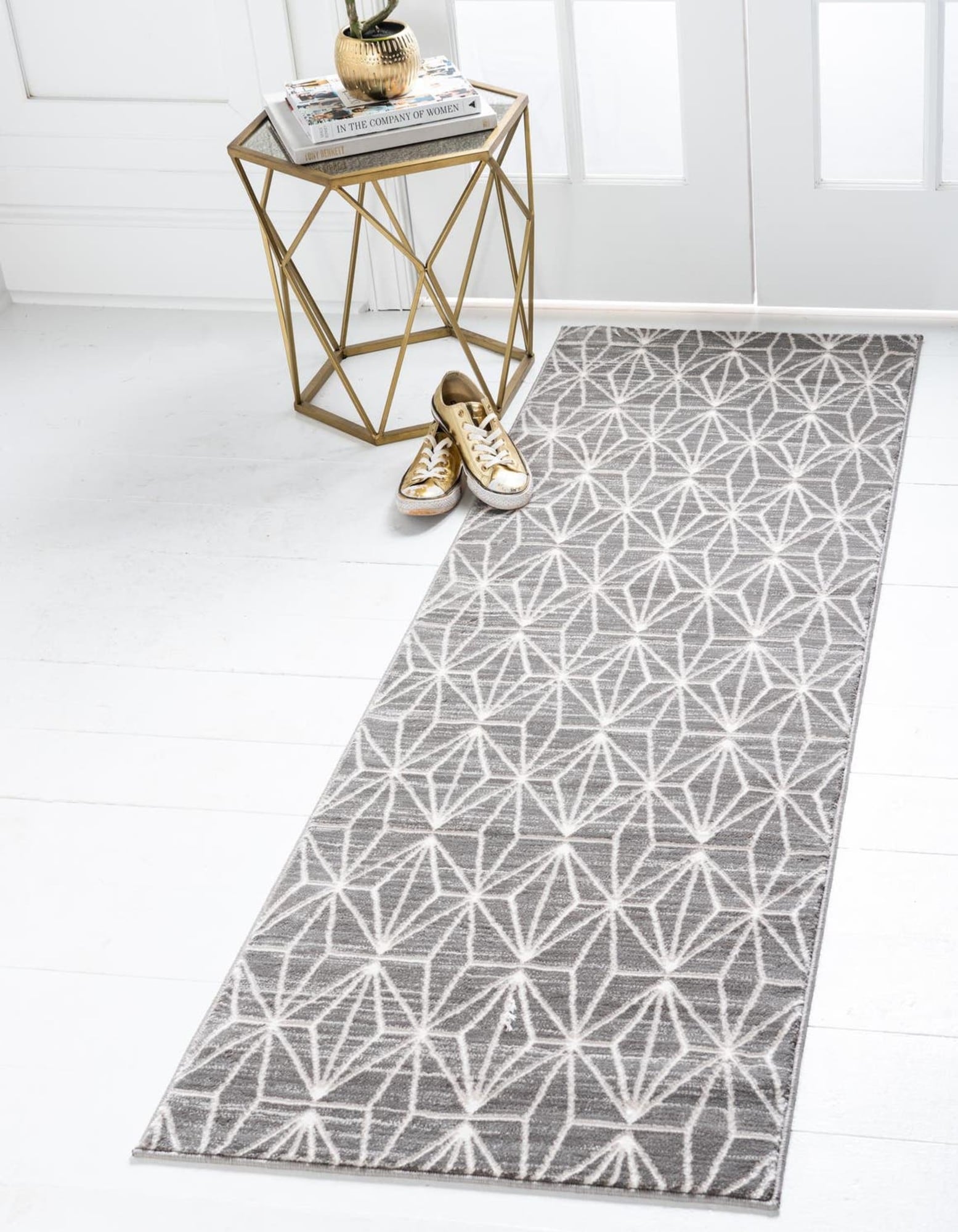 Unique Loom 3187034 Jill Zarin Uptown 3 x 8 (ft) Loomed Polypropylene Gray Rectangular Indoor Geometric Mid-Century Modern Runner