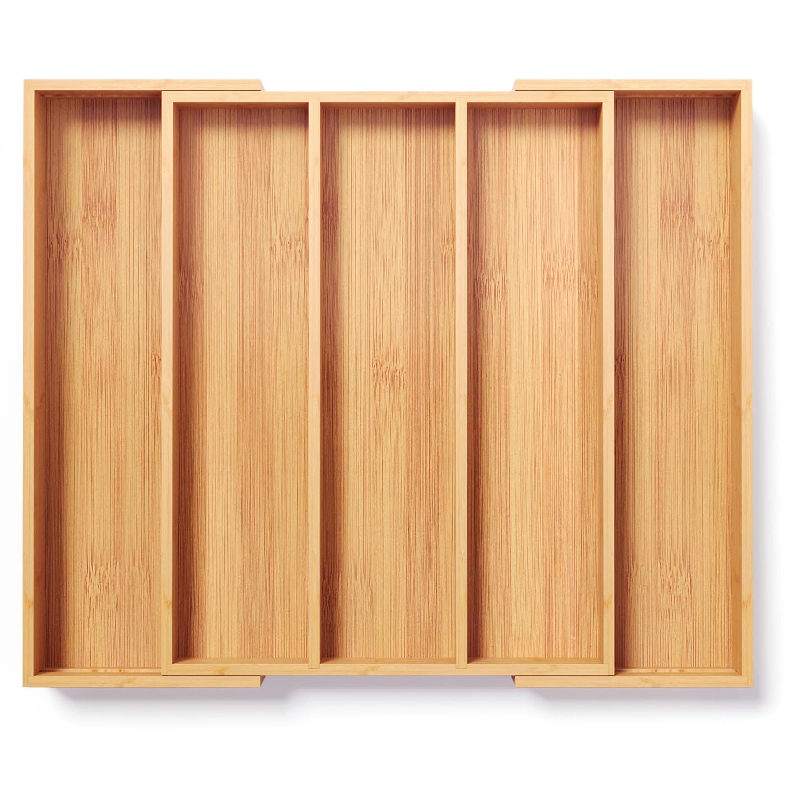 LILILIAN FMY  Expandable Bamboo Kitchen Drawer Organizer Adjustable Flatware Tray for Utensils with 3 to 5 Compartments durable home and garden