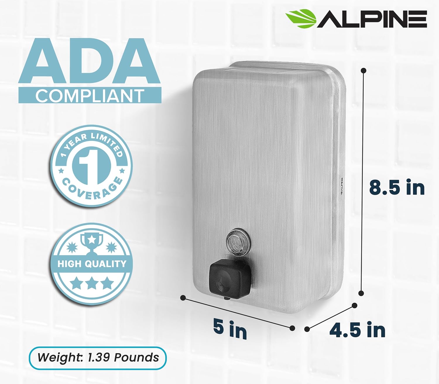 Alpine Industries ESNALHALP423SSB Hand-Soap-And-Sanitizers - View #10