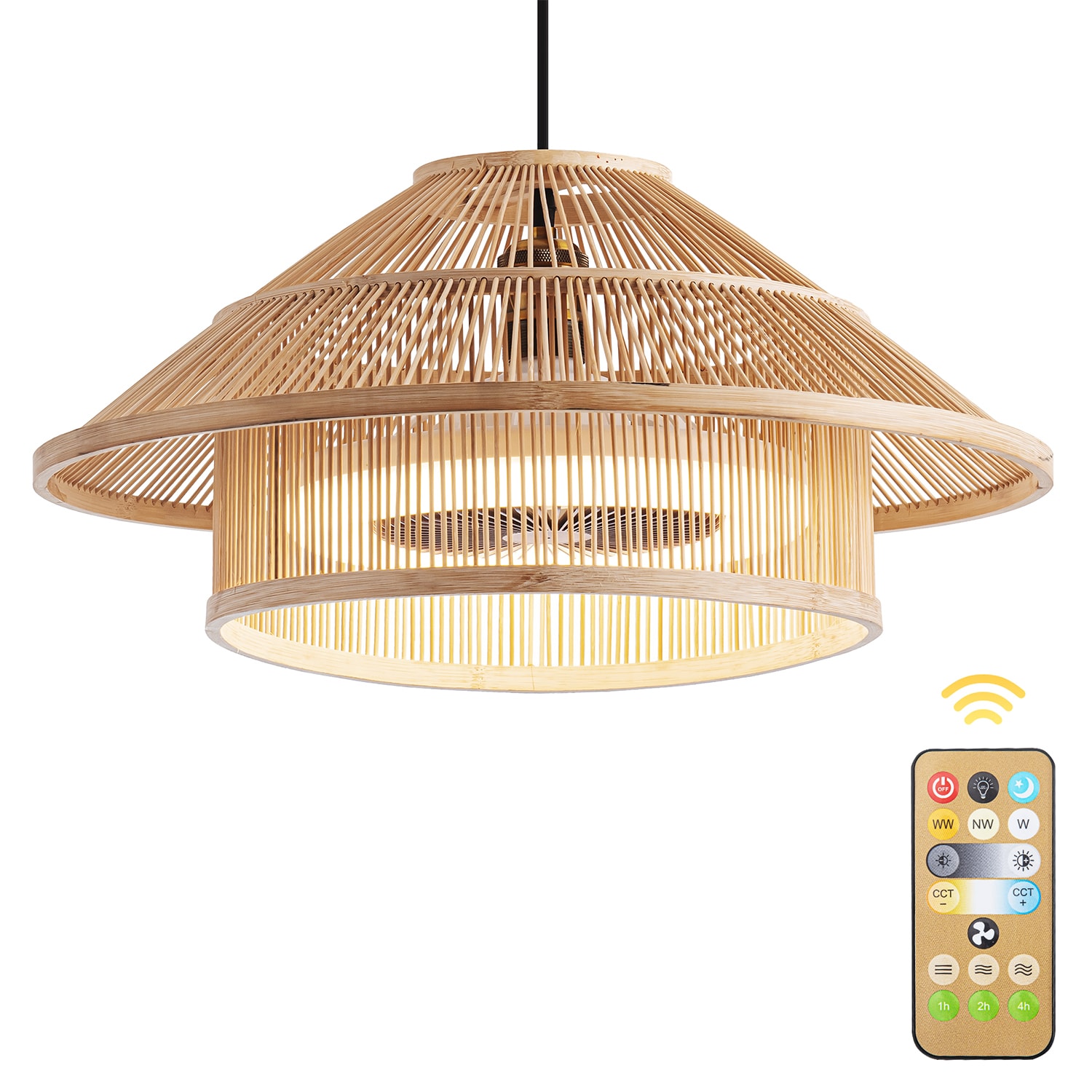 Yardreeze ZSFHCF003GD0407 19.68-Inches Wood with ABS Blades Color-Changing Integrated LED Fixture Indoor Flush mount Fandelier Ceiling Fan With Light and Remote ( 3 -Blade)